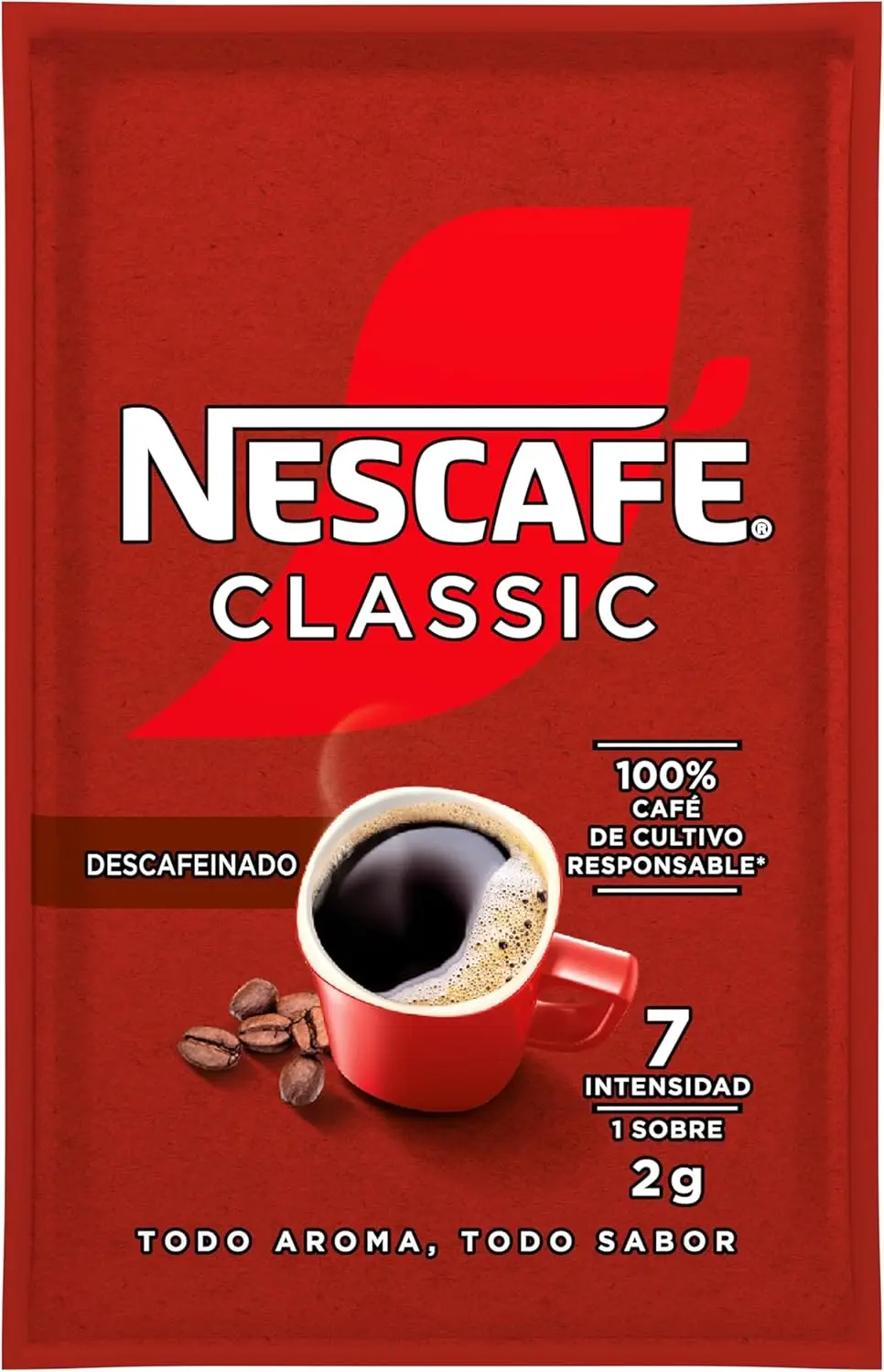 Nescaffeinated case of 100 sachets of 2 grams.