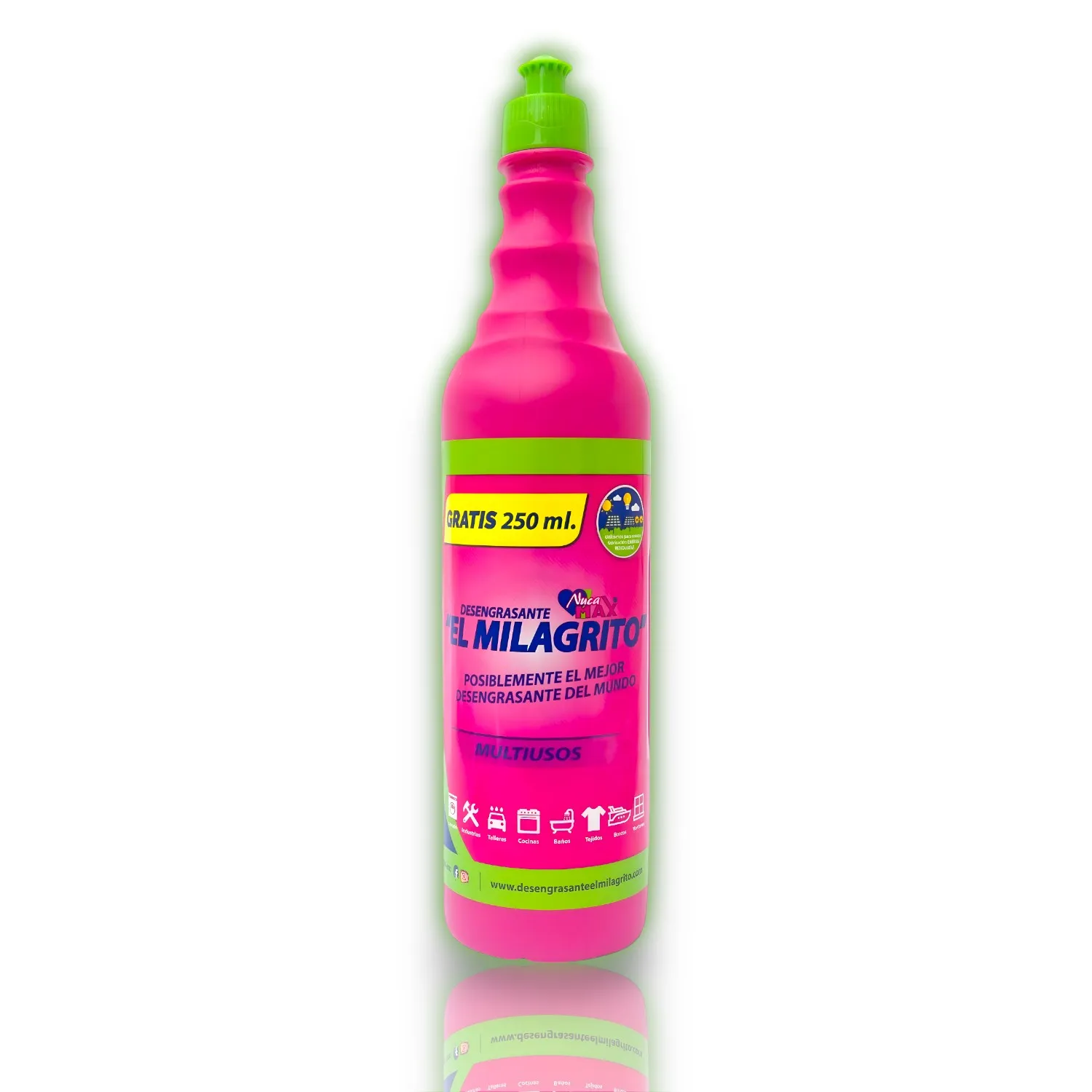 Desengrasante Multiusos 1000ml El Milagrito - Quita Manchas de Ropa de Color Solido - Disuelve la Grasa Difícil - Ideal para Baños, Cocinas, Talleres y Embarcaciones - Pack de 2 y 4 Unidades - El Milagrito.