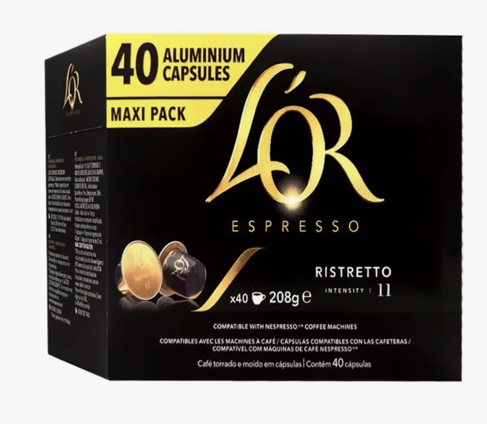 Ristretto l'or ristreto coffee capsules packaging 120 units