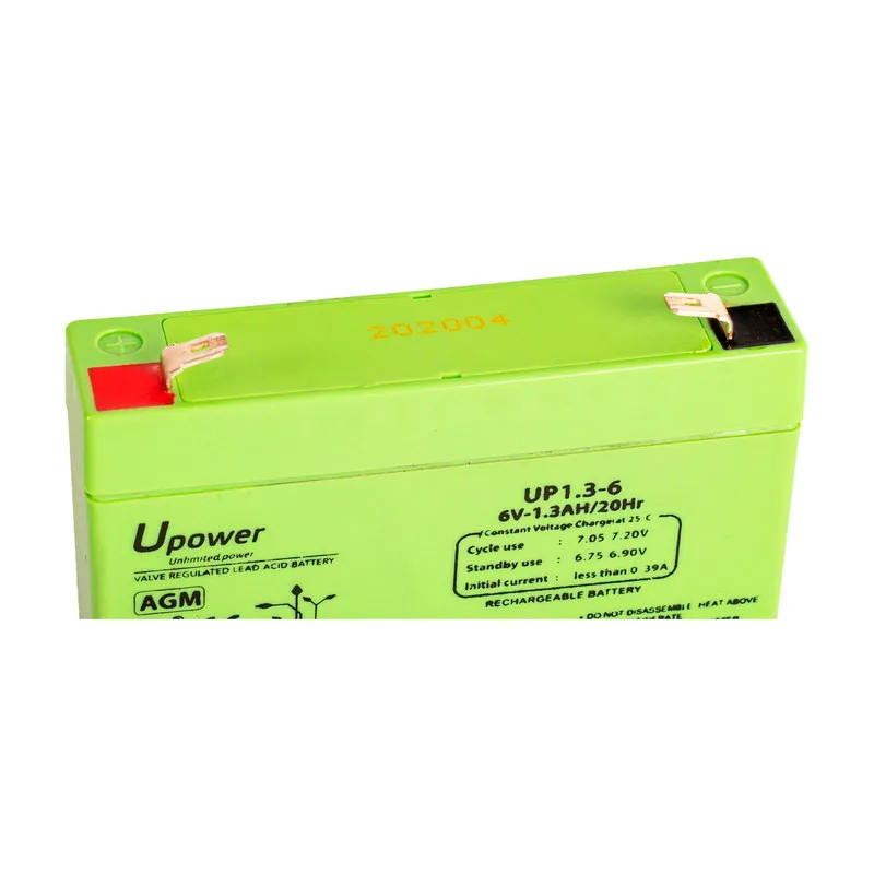 U-Power 6v 1.3ah sealed battery with AGM technology