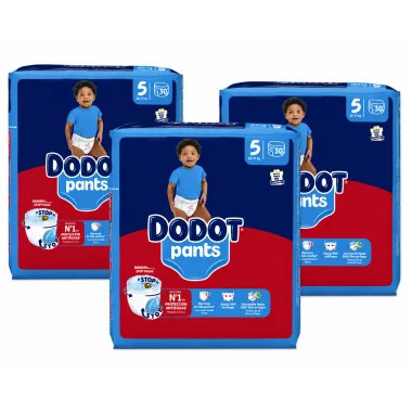Dodot Pants Talla 5 (12-17 kg) Pack Ahorro 90 Pañales (3x30) – Cambio Fácil y Máxima Comodidad