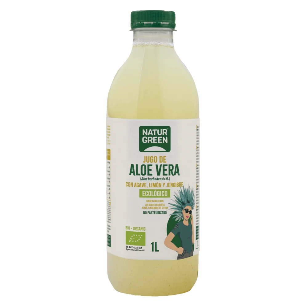 Jugo de Aloe Vera con Agave, Limón y Jengibre | 1L | Sin azúcares añadidos | Naturgreen