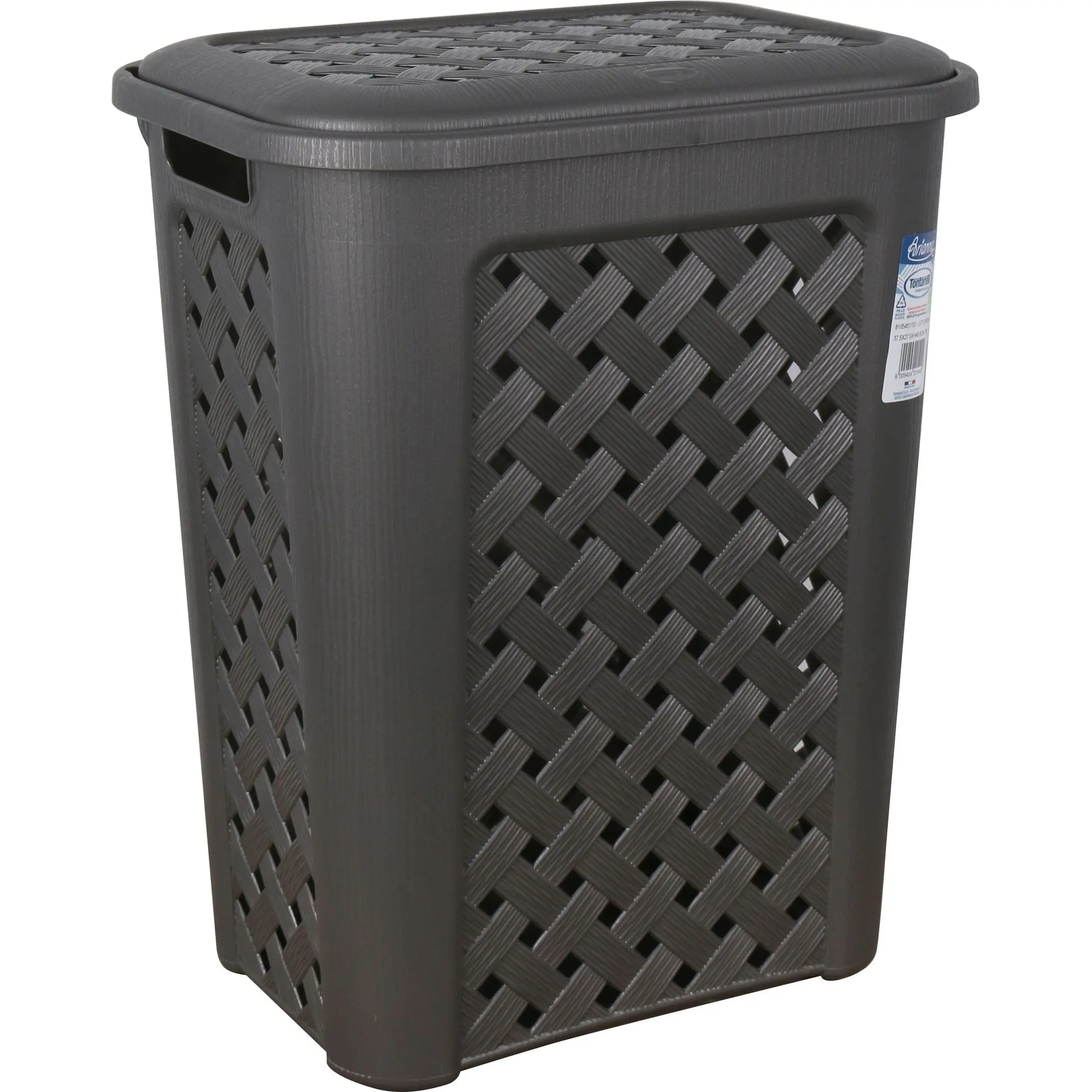 Tontarelli - Cesto Ropa Sucia Ventilado (30L/50L) - Diseño Moderno Italiano, Gran Capacidad, Ligero, Colores Blanco/Grafito, Ideal Baño/Dormitorio