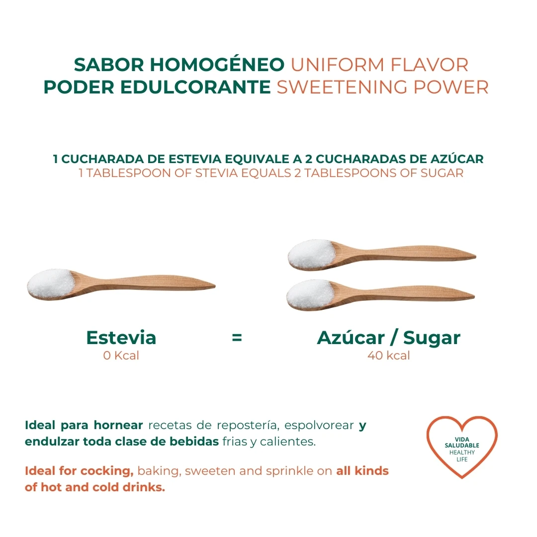 Stevia 300g pack of 2 units natural sweetener 100% gluten and lactose free zero calories suitable for vegetarians low index glycemic torafood #5