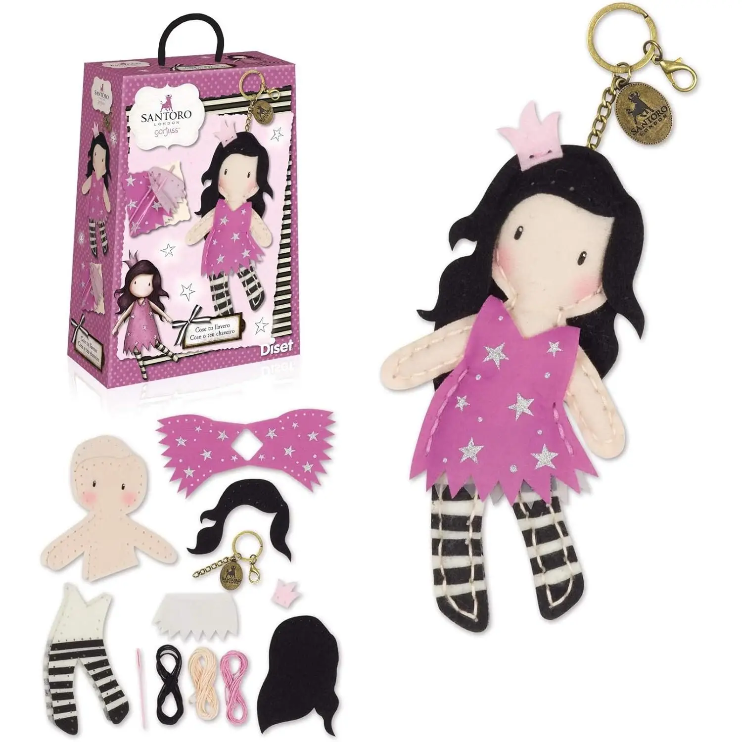 DISET-sew your keychain-Santoro London Gorjuss-includes detailed instructions-Kit to create your own fabric keychain-for ages 6 and up