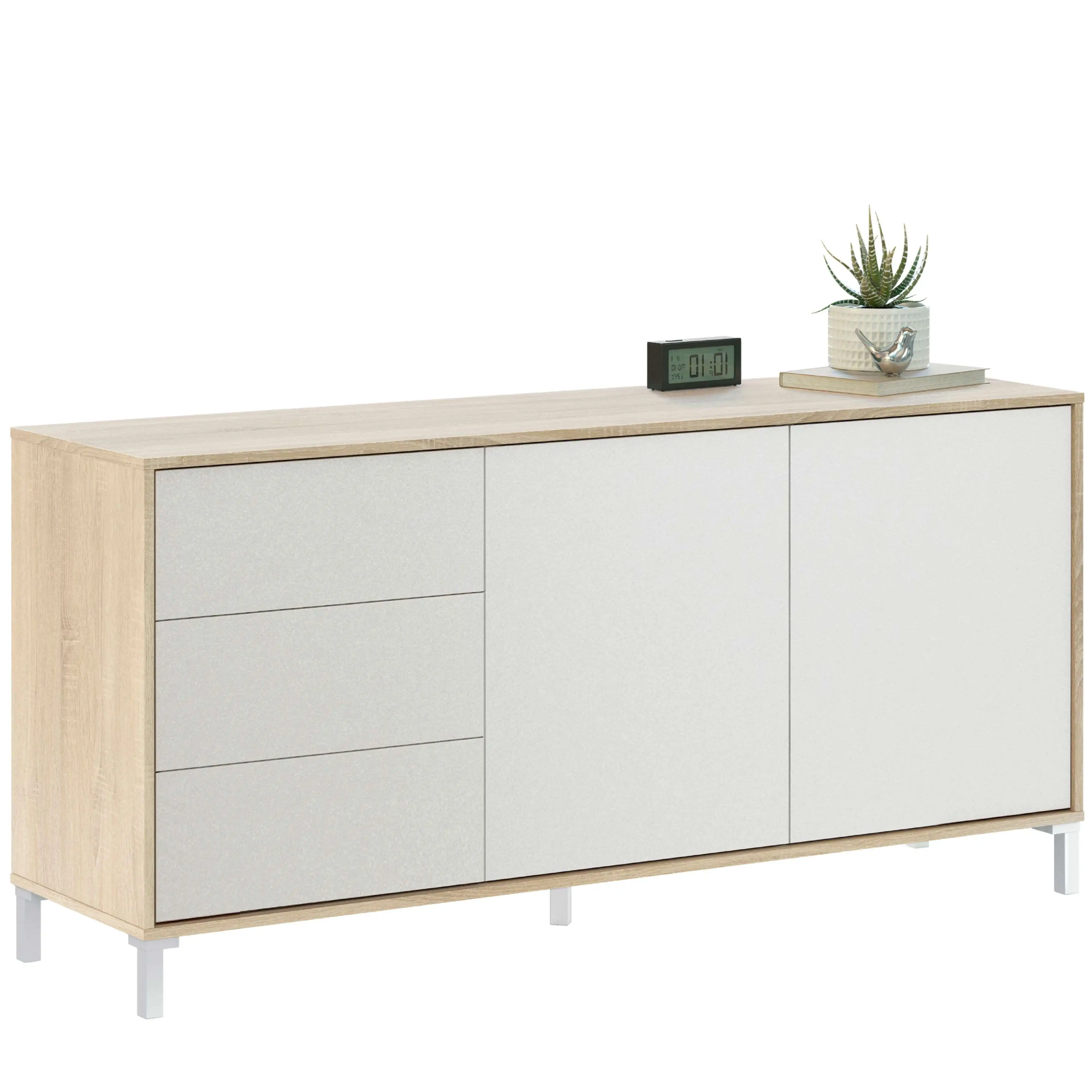 Miroytengo Aparador Brooklyn 2 puertas 3 cajones roble Canad