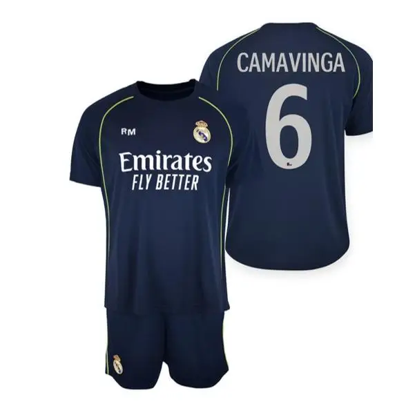 Real Madrid Conjunto Infantil 2ª Equipación 25-26 – Réplica Oficial CAMAVINGA. #6 (Camiseta + Pantalón)