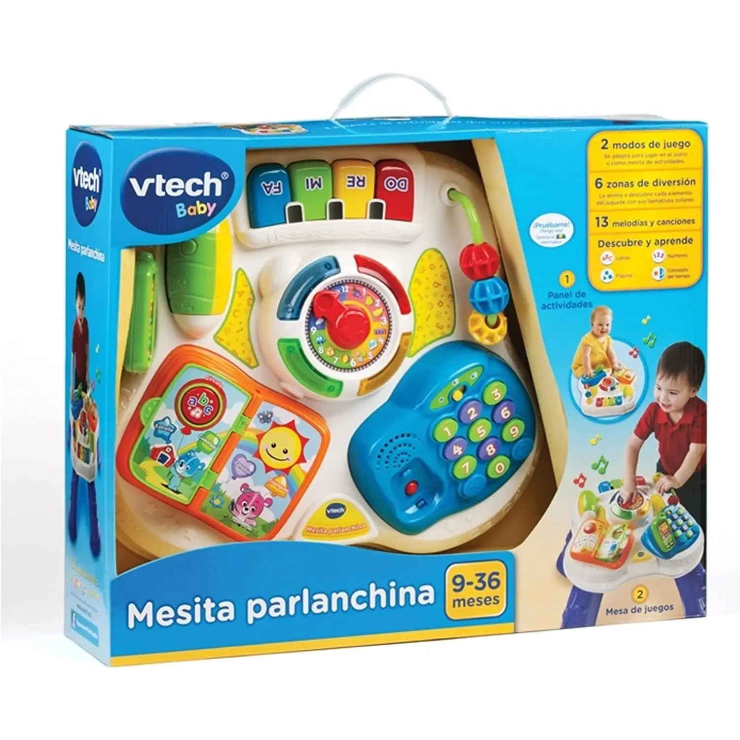 VTech Baby - Mesita parlanchina 2 en 1, mesa de actividades infantil con panel interactivo de actividades extraíble (80-148022)