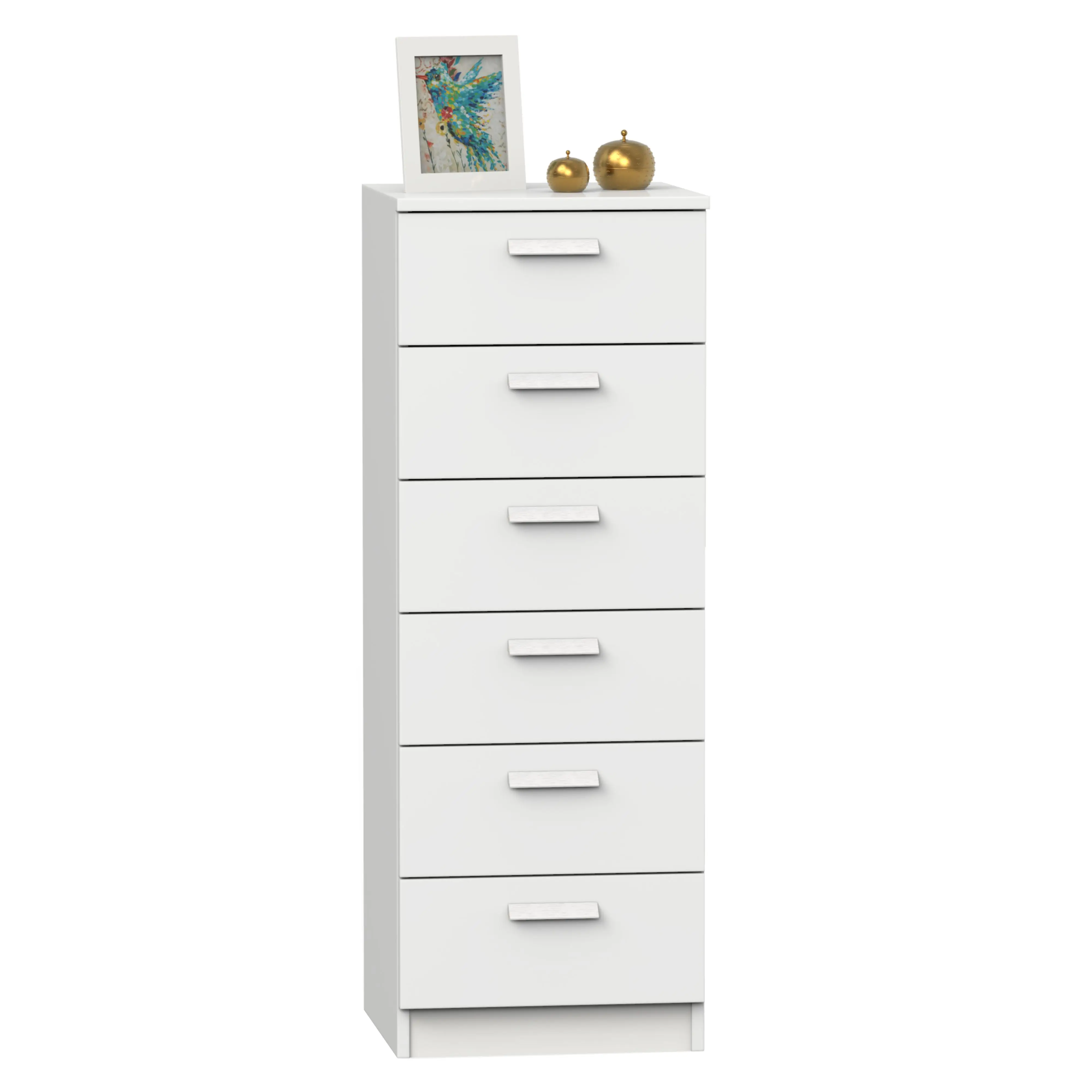 Miroytengo Sinfonier Con 6 Cajones en Melamina Color Blanco Mate 40x40x110 Cm Para Dormitorios Grandes y Juveniles