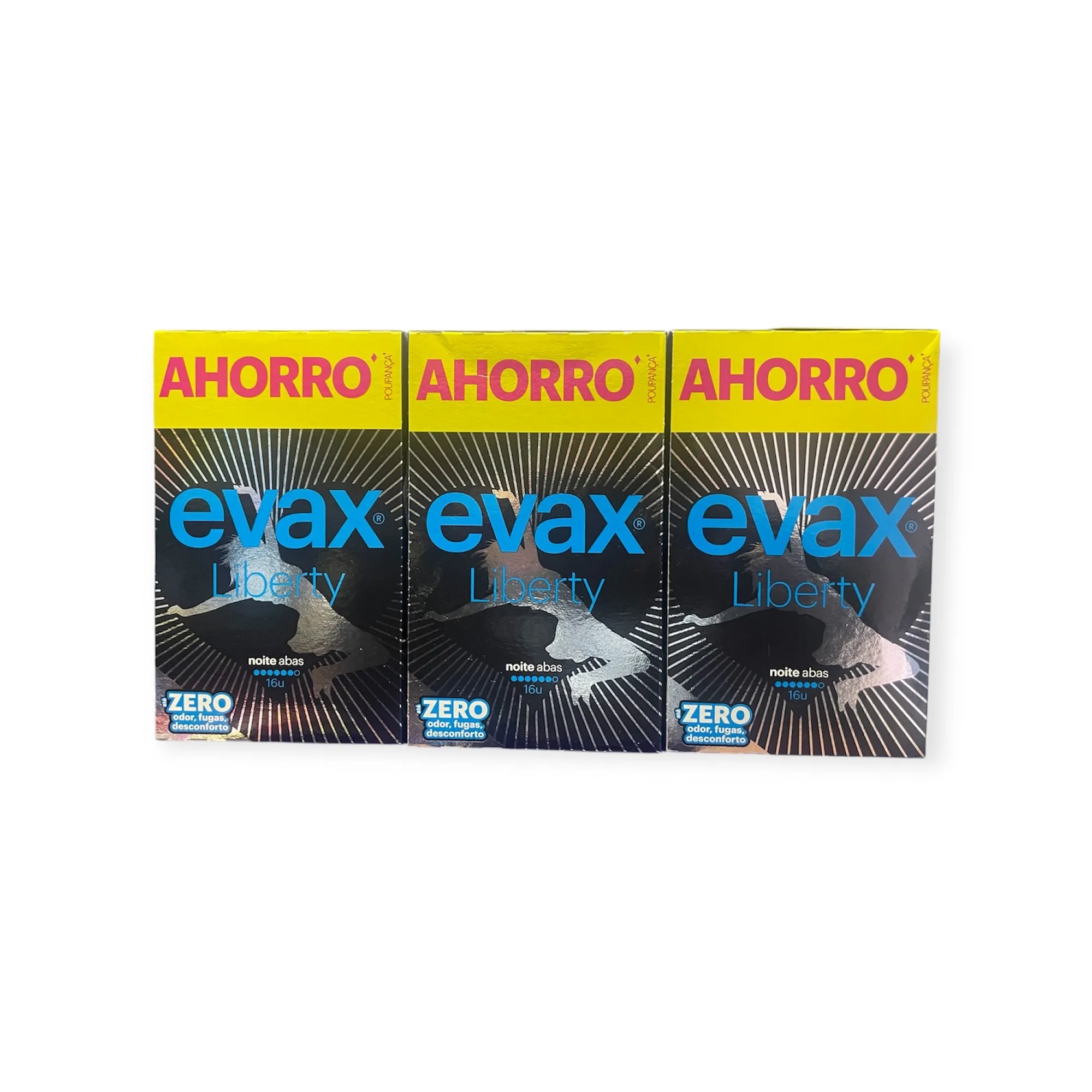 Evax Liberty Noche 48 und Compresas Con Alas No Notarás Que Las Llevas. 3 paquetes de16 unidades