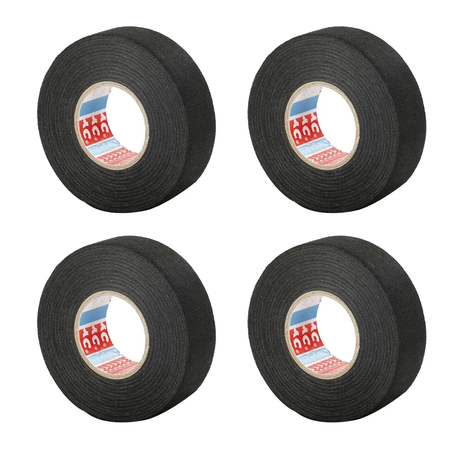Cinta Adhesiva De Tela Aislante, Pack 4 Cintas Aislantes de Lona, Cinta Aislante no Tejida Cinta De Tela Eléctrica para Automóvil y Hogar 19 mm x 15 m