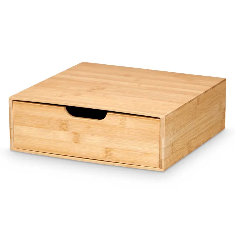 Organizador de Cápsulas de Café en Bambú con Cajón - Soporte Compacto y Elegante para Máquina de Café