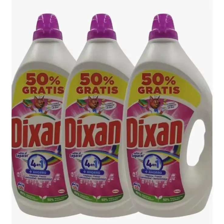 Dixan Gel Adiós al Separar Total 4+1, Detergente Líquido para Lavadora 3uds*55 Lavados, jabón líquido para la ropa de color, limpieza, luminosidad, frescor y sostenibilidad total 165 lavadora