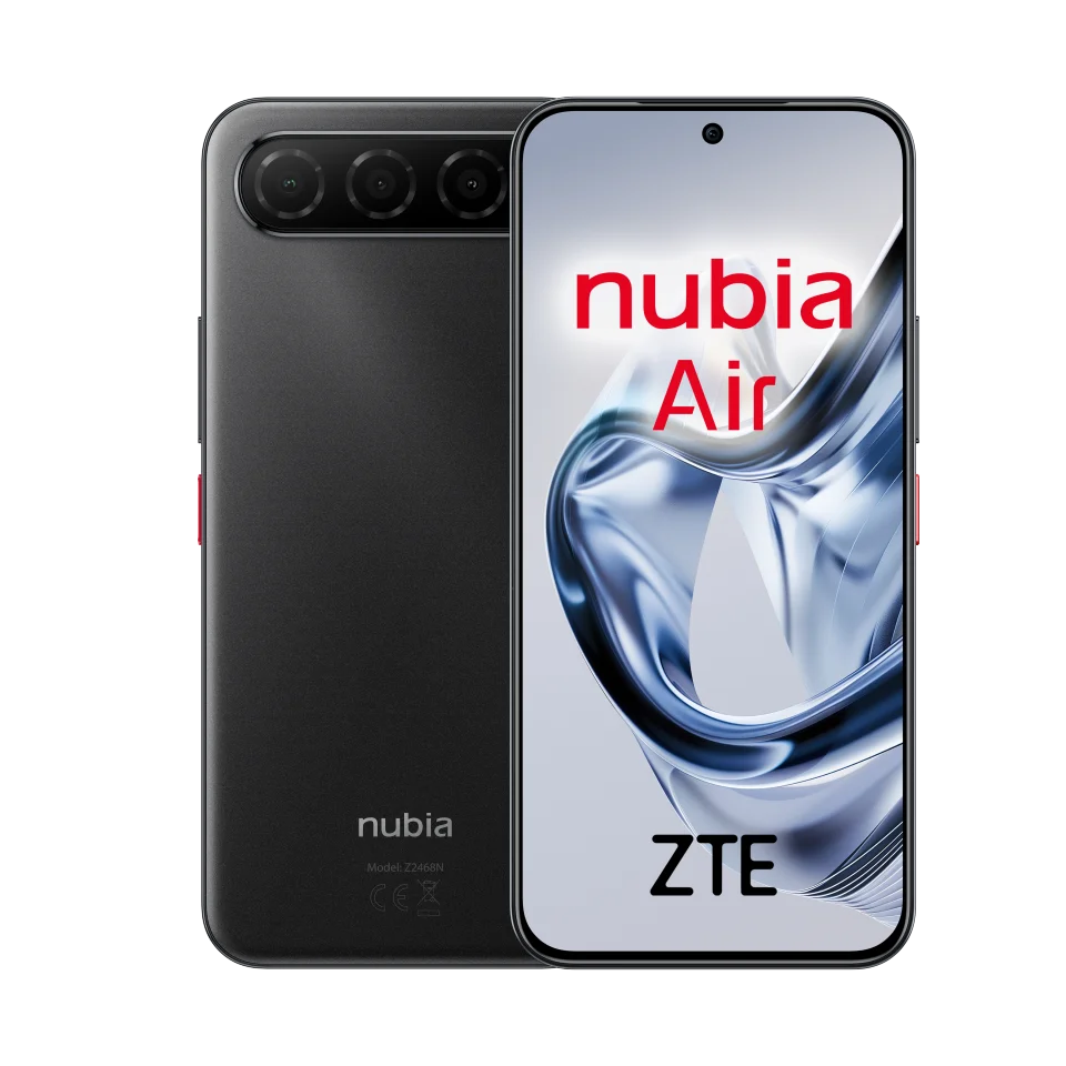 ZTE nubia Air, Smartphone libre, 5G, Pantalla AMOLED FHD+ 120Hz, 8(+12)GB RAM, 256GB ROM, Ultra fino 6.7mm, Sumergible IP69, Traducción IA en llamadas, Android 15, Batería 5000mAh.