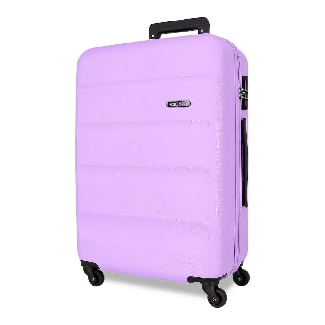 Maleta mediana Roll Road Flex morada 65x46x23 cm. Dura e impermeable 4 ruedas