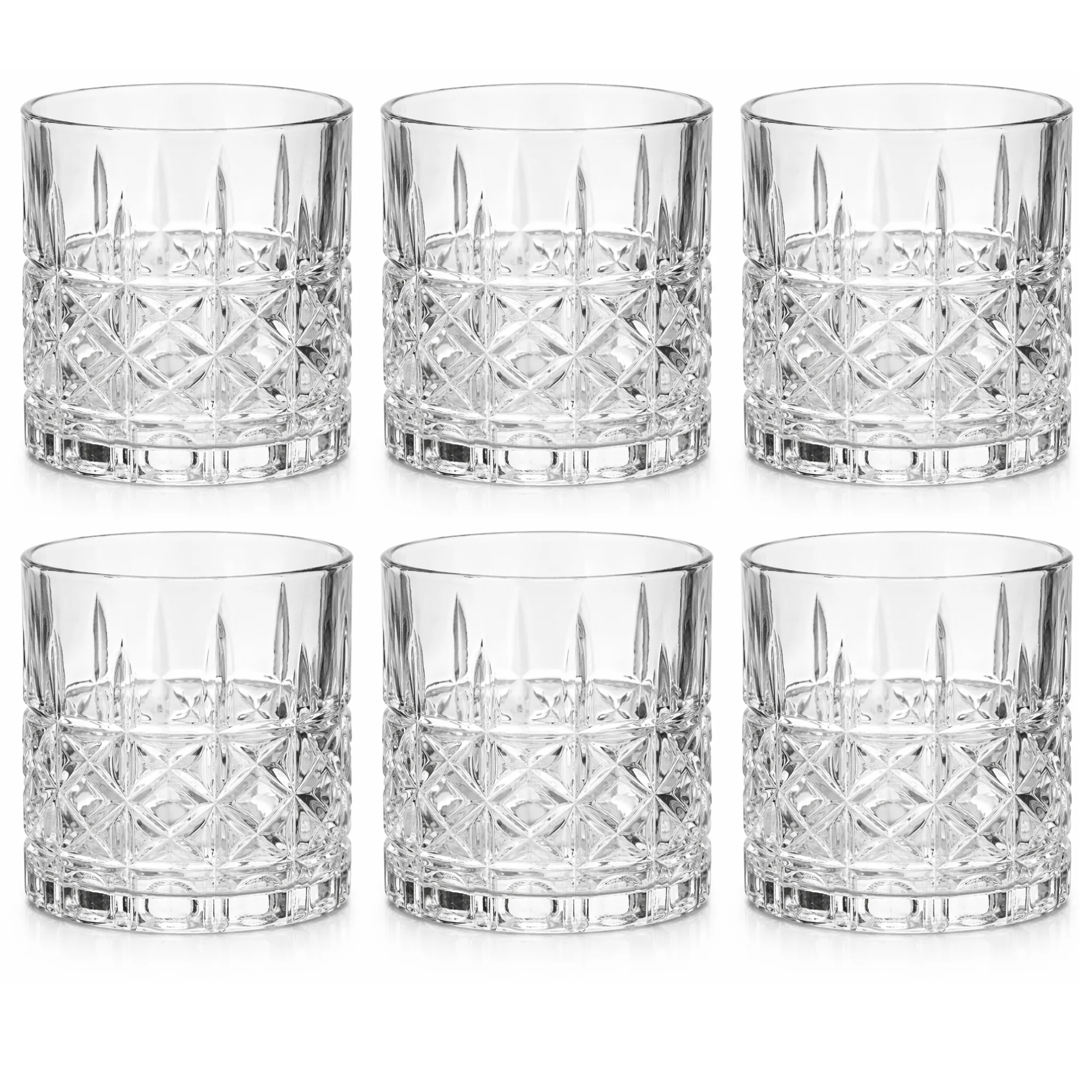 Pack 6 Vasos de Cristal 275 ml – Vasos Bajos para Whisky, Ron y Ginebra – Diseño Recto Elegante, Base Gruesa y Resistente, Aptos Lavavajillas, Para Cócteles Old Fashioned y Bebidas con Hielo