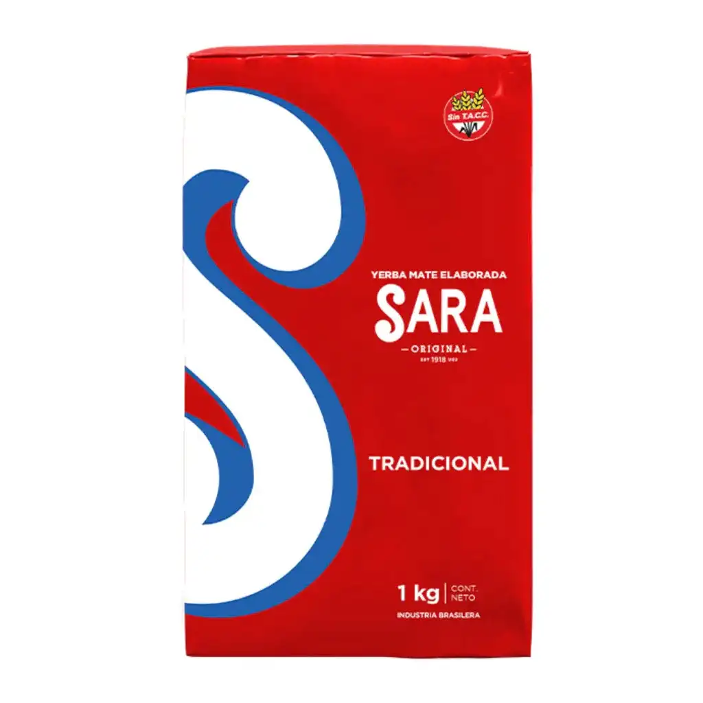 Sara Roja Yerba Mate 1 Kg - Hierba Mate Roja de Uruguay con Sabor Fuerte y Robusto, Ideal para Mate Intenso - QUMIR