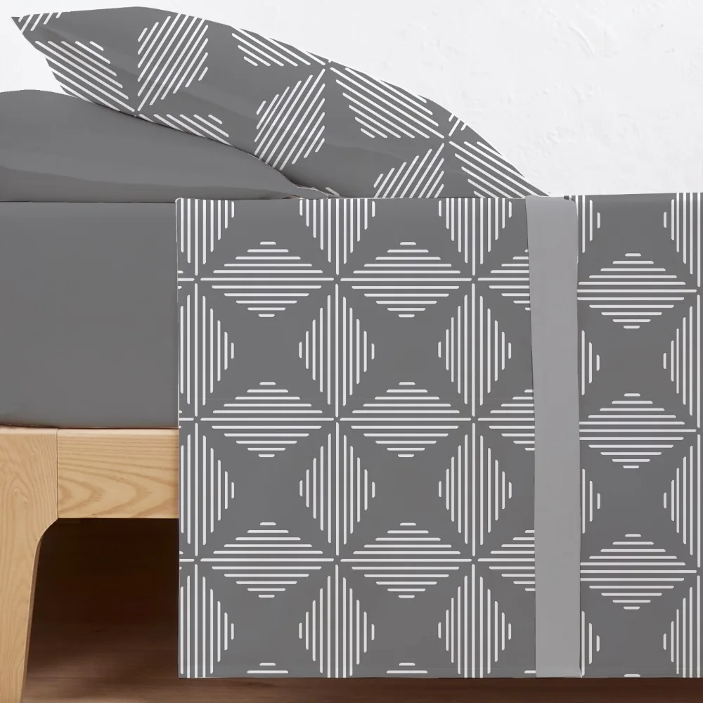 CARPE DIEM Sabanas Invierno térmicas de Coralina Estampadas, Doble Cara Térmica Mod. ROMBOS Gris para Cama 90,105,135,150 y 180 .Gramaje 200 gr/m extra suave