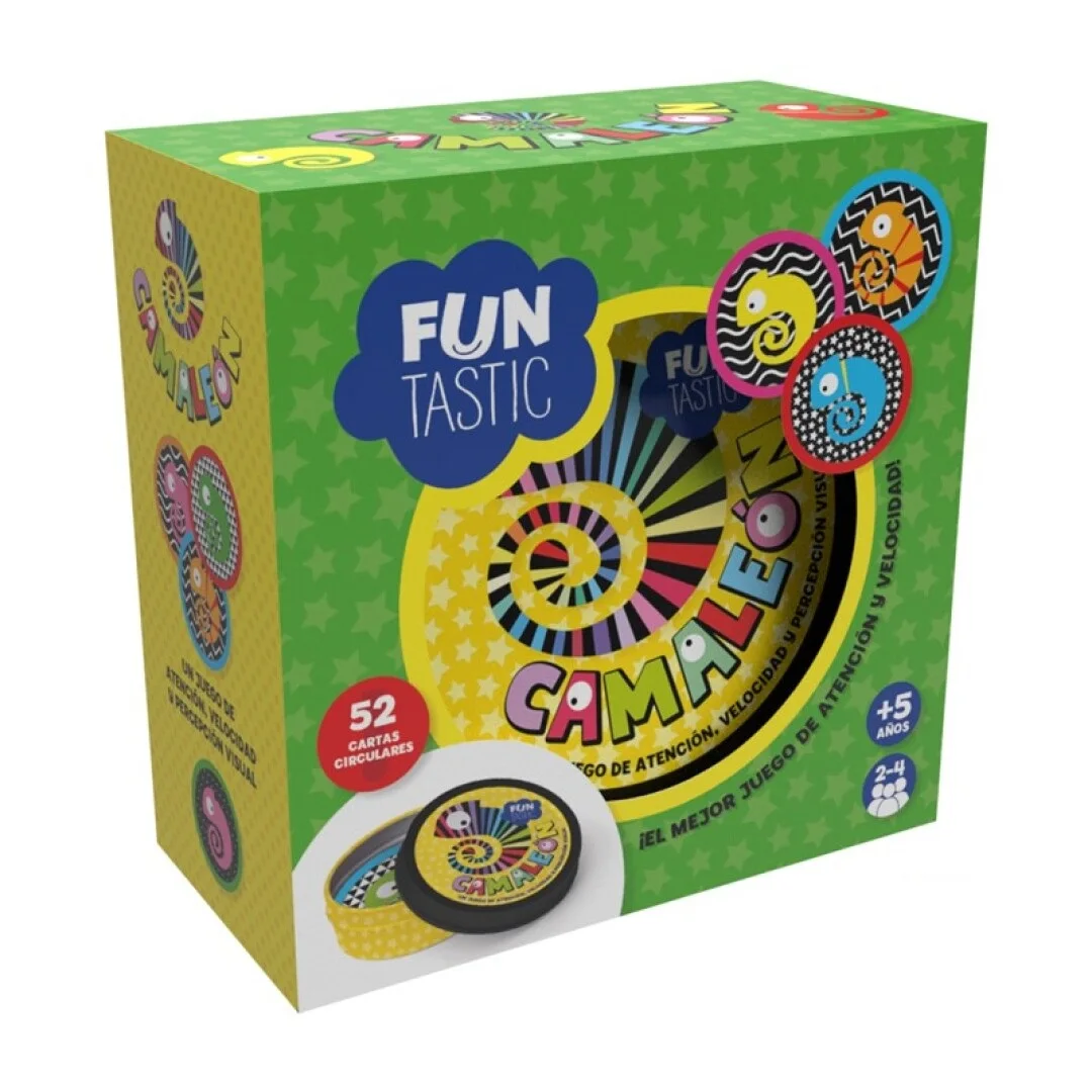 IMAGILAND - JUEGO DE CARTAS REDONDAS CAMALEÓN CON CAJA, FUJ007, TIENDA CON LICENCIA OFICIAL