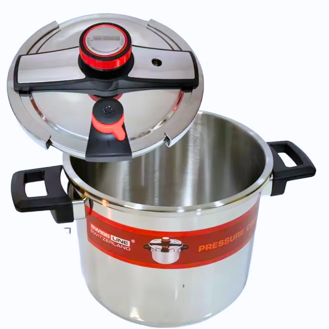 Olla a Presión de Acero Inoxidable 6L, 8L y 10L – Apertura Fácil y Segura con Válvulas de Seguridad – Apta para Inducción, Gas y Vitrocerámica, Cocción Rápida