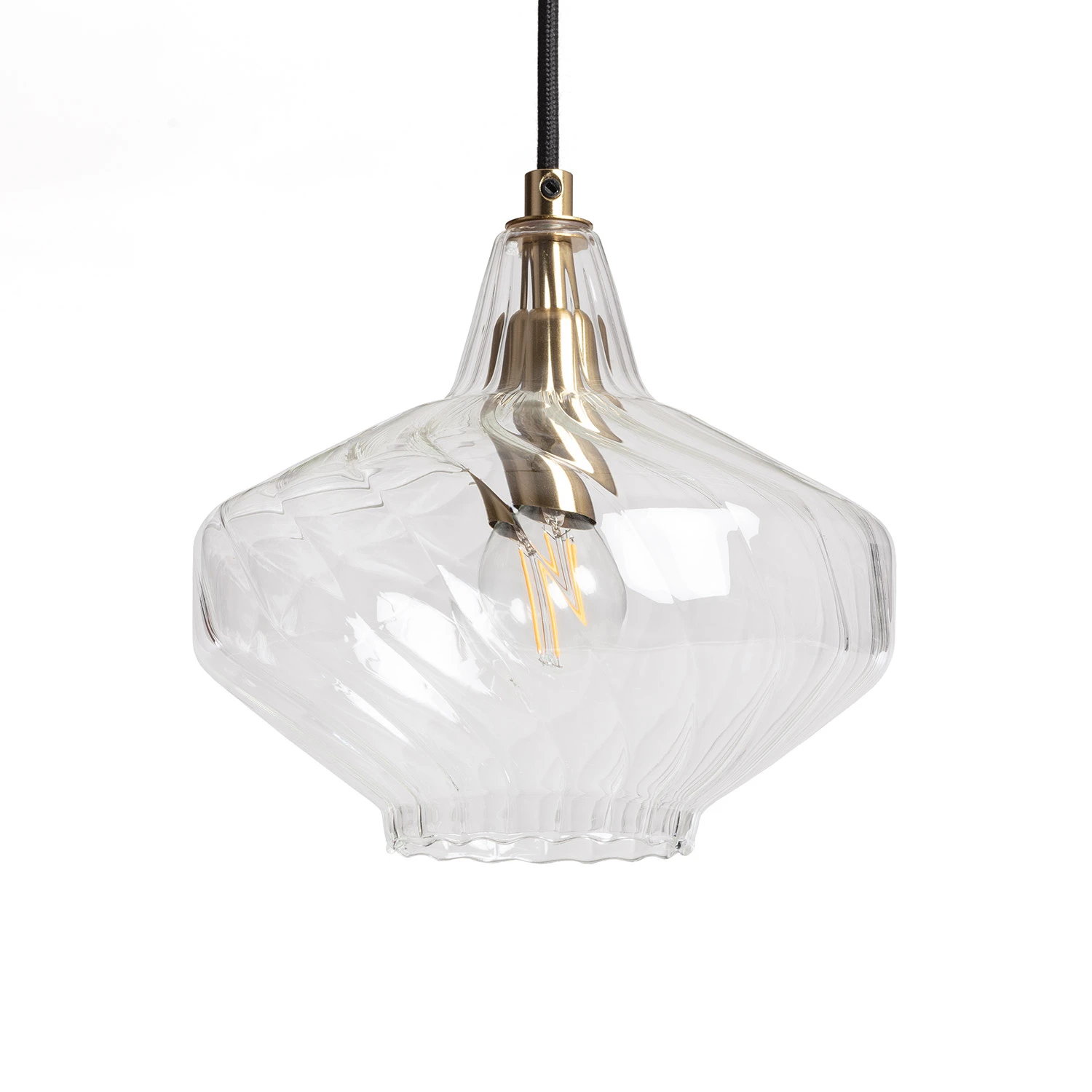 LEDKIA LIGHTING - Lámpara Colgante Cristal Blas | Diseño Vintage Años 20 | Compatible con Bombilla E14 | Ideal para Salón, Dormitorio, Cocina | Dimensiones 1600xØ200 mm, Transparente, Cristal