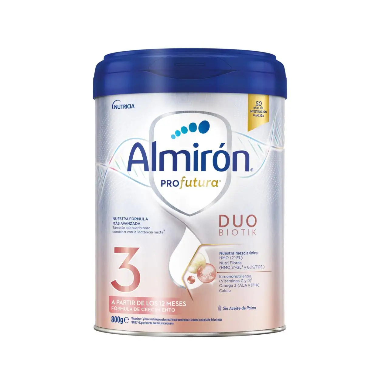 Almirón Profutura Duobiotik 3 Fórmula Infantil para Bebés a Partir de 12 Meses, 800 g, Apoyo Inmunológico y Desarrollo Cerebral con HMOs y Vitaminas C y D