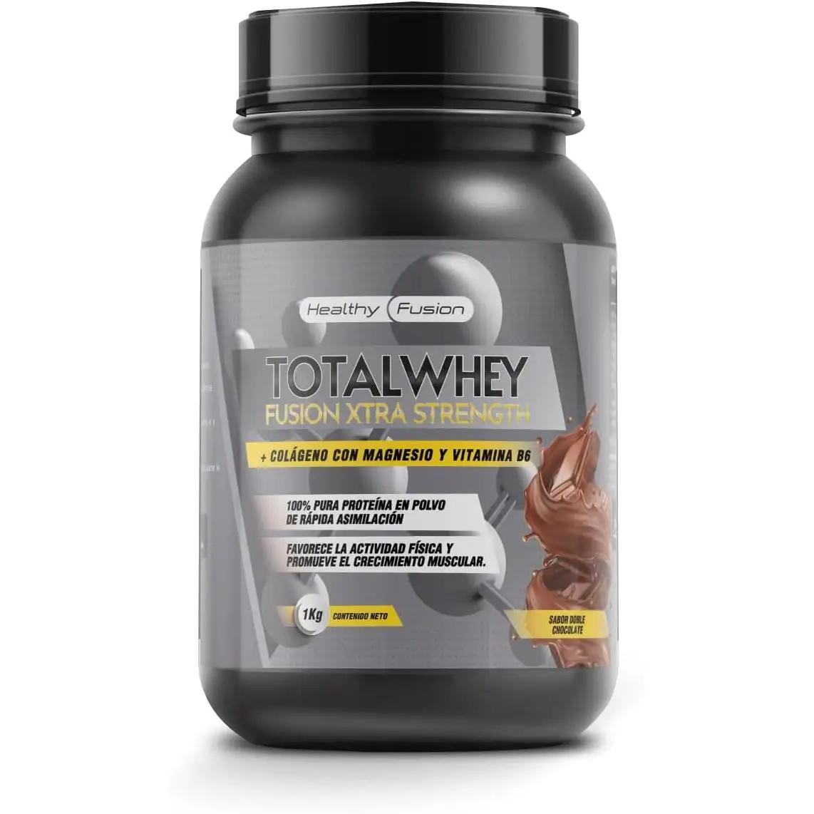 Whey Protein Healthy Fusion | Proteína pura con Colágeno, Magnesio y Vitamina B6 | 43g proteína + 9g BCAA | Mejora tus entrenamientos, aumenta masa muscular y fortalece articulaciones | 1 kg (Doble
