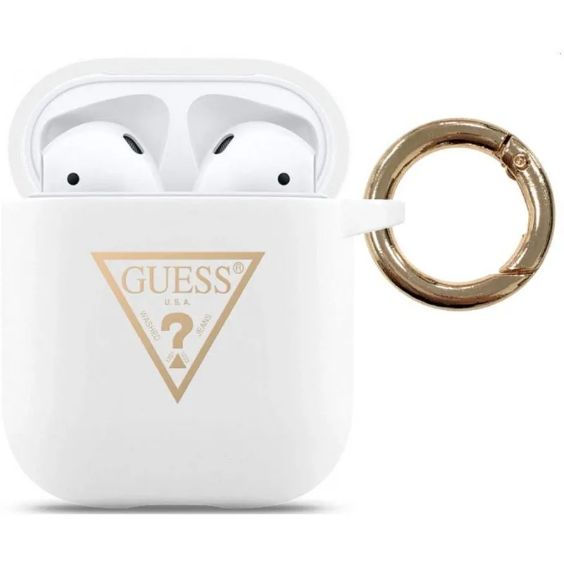 Guess silicone triangle case for apple airpods 1 airpods 2 white - Product Main Image
