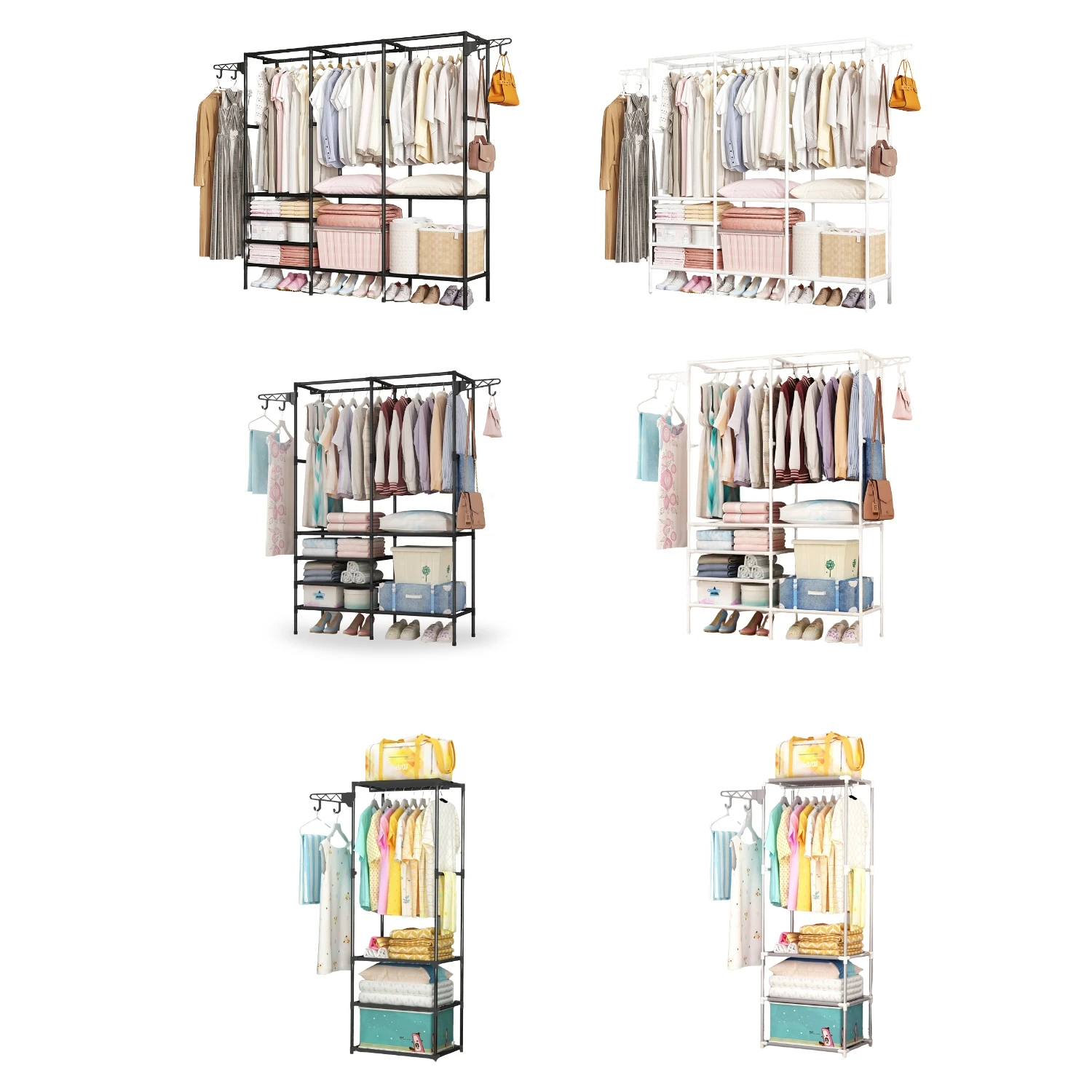 LUTODY - Standing coat rack, shoe rack, garment organizer clothes coat t-shirt jacket, save clothesline space