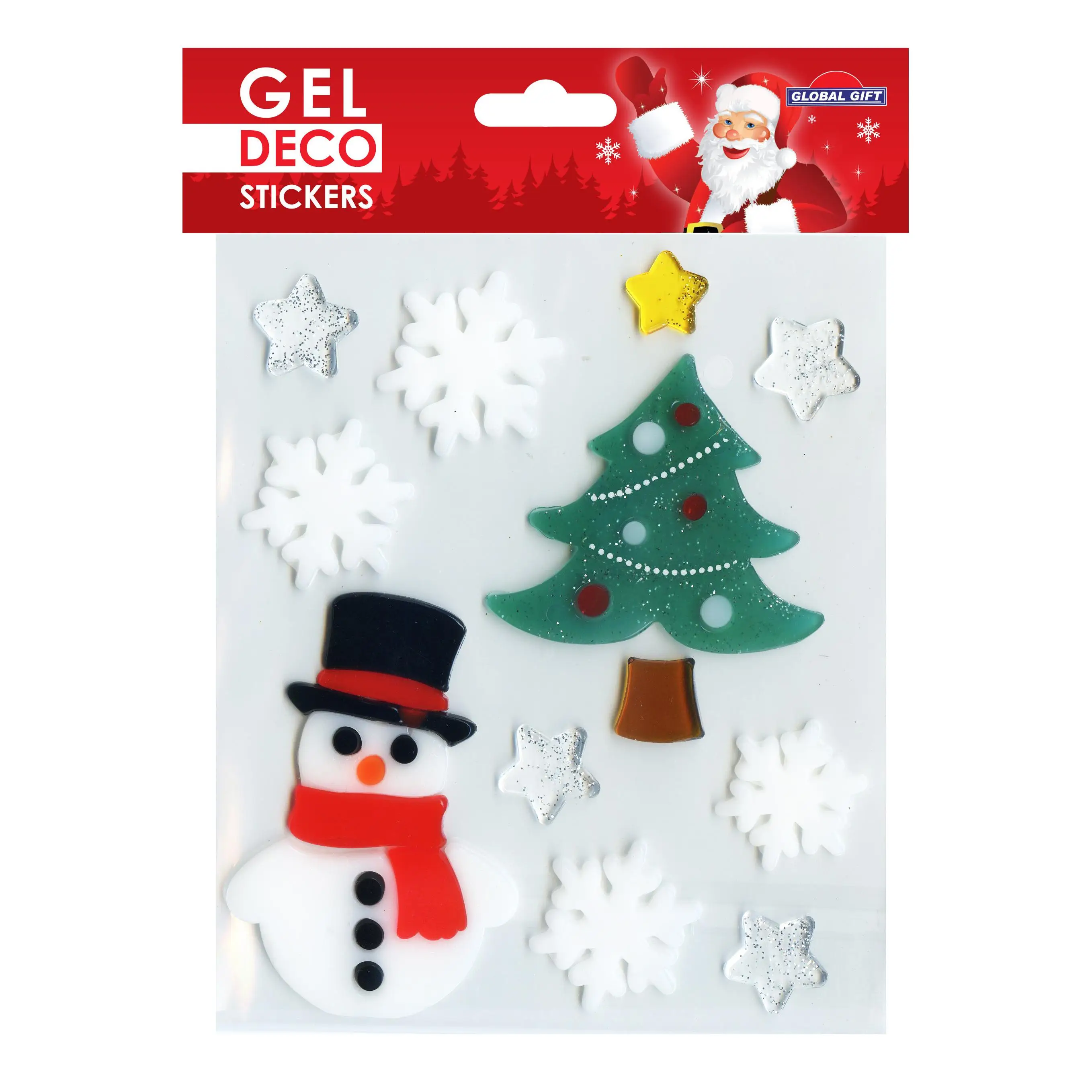 Pegatinas de gel navideñas para ventana, muñeco de nieve y abeto