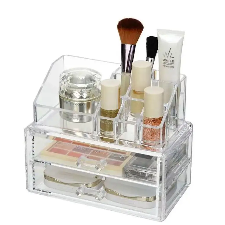 LD Morphling-Organizador de maquillaje de escritorio Caja de almacenamiento de cajón cosmético de joyería Soporte transparente - Transparente