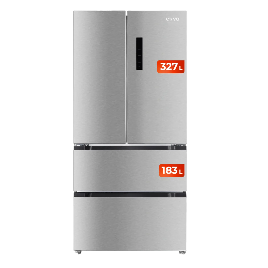 EVVO Frigorífico francés F80X, 327l + 183l, Motor Inverter, Total No Frost, Multi Air Flow, Freon Free
