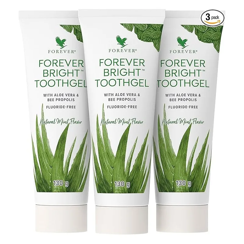 Forever Bright Toothgel, pasta de dientes sin flúor, suave, sabor menta refrescante 3 unidades