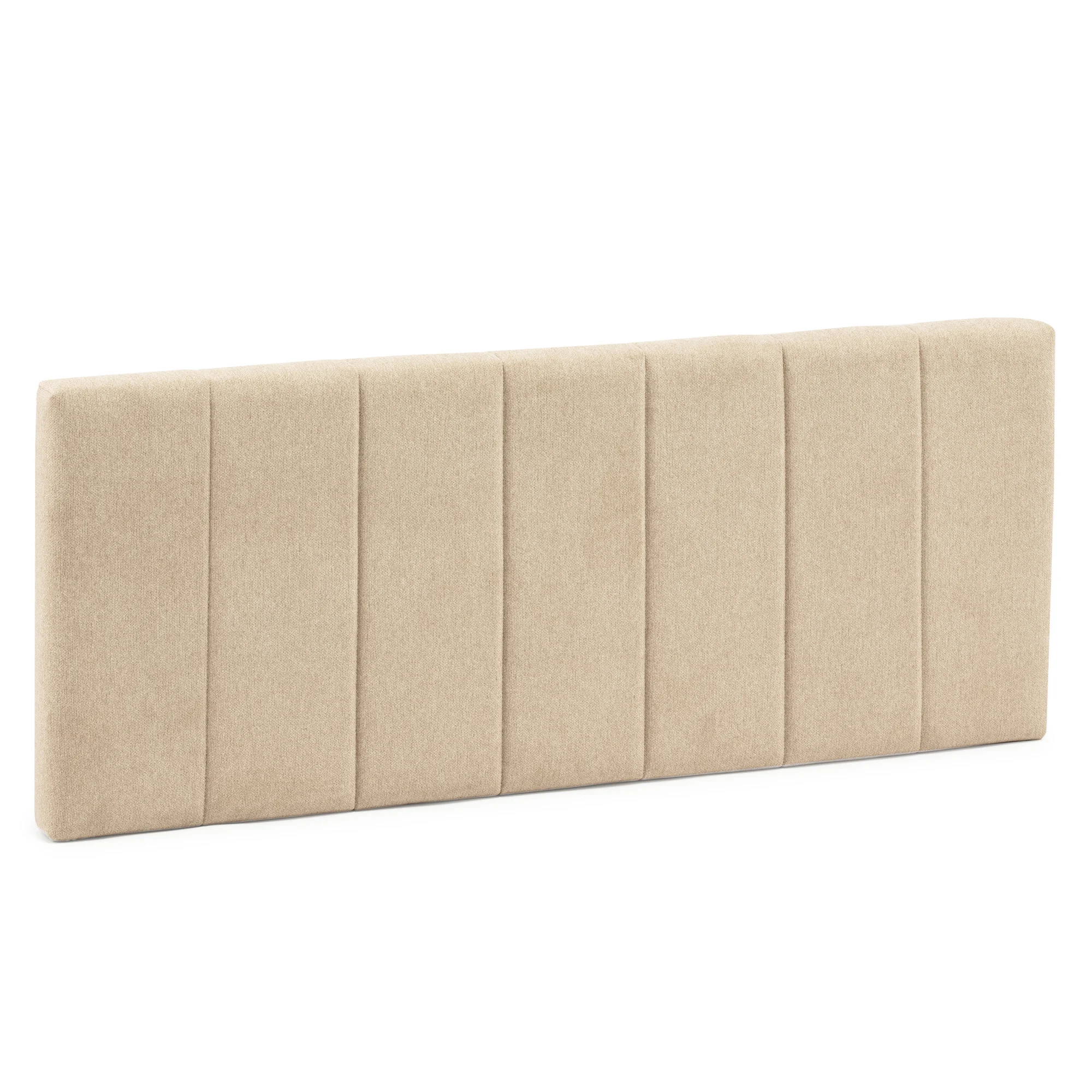 VS Venta-Stock Cabecero Creta 150x60 Beige - Tela Poliéster - Bordado con Rayas Verticales - Acolchado de Espuma - Anclajes para Colgar en la Pared