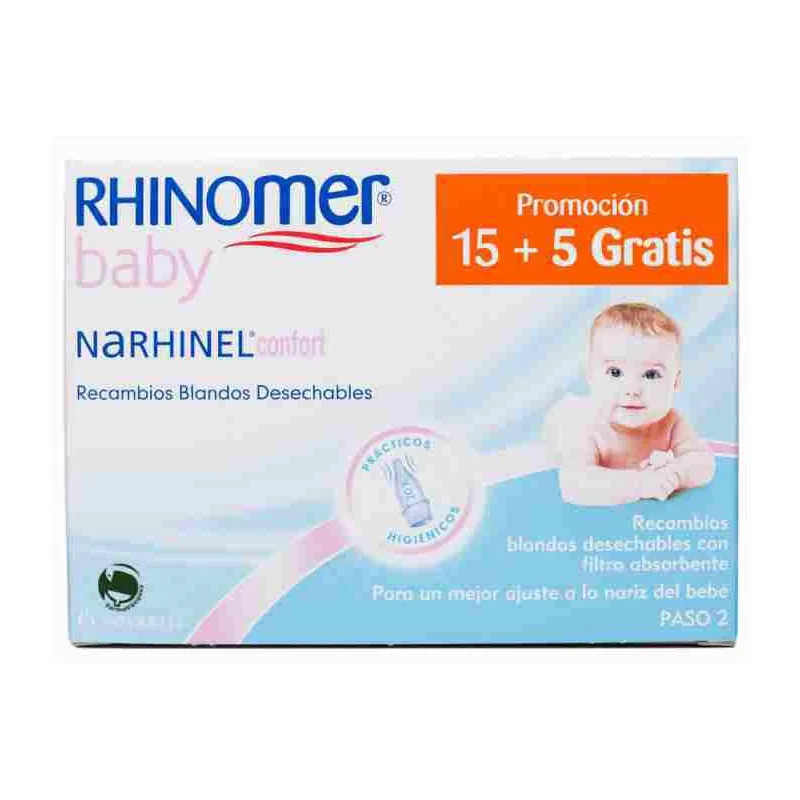 RHINOMER BABY CONFORT RECAMBIO ASPIRADOR BLANDO DESECHABLE 20 U.