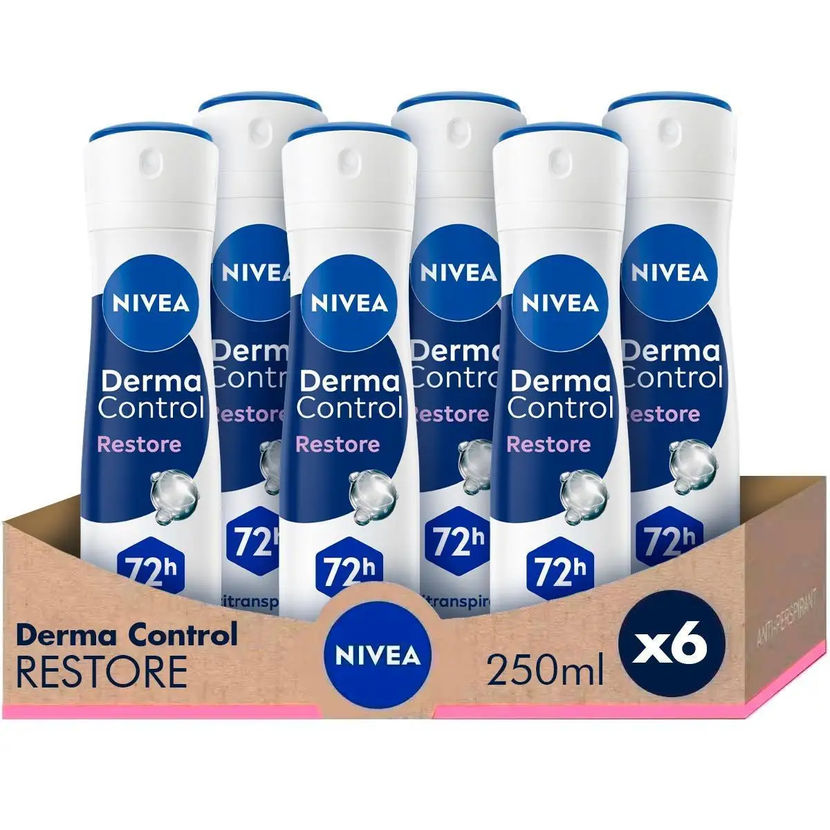 NIVEA Pack ahorro - Desodorante en spray Derma Control Restore 250ml x 6 unidades