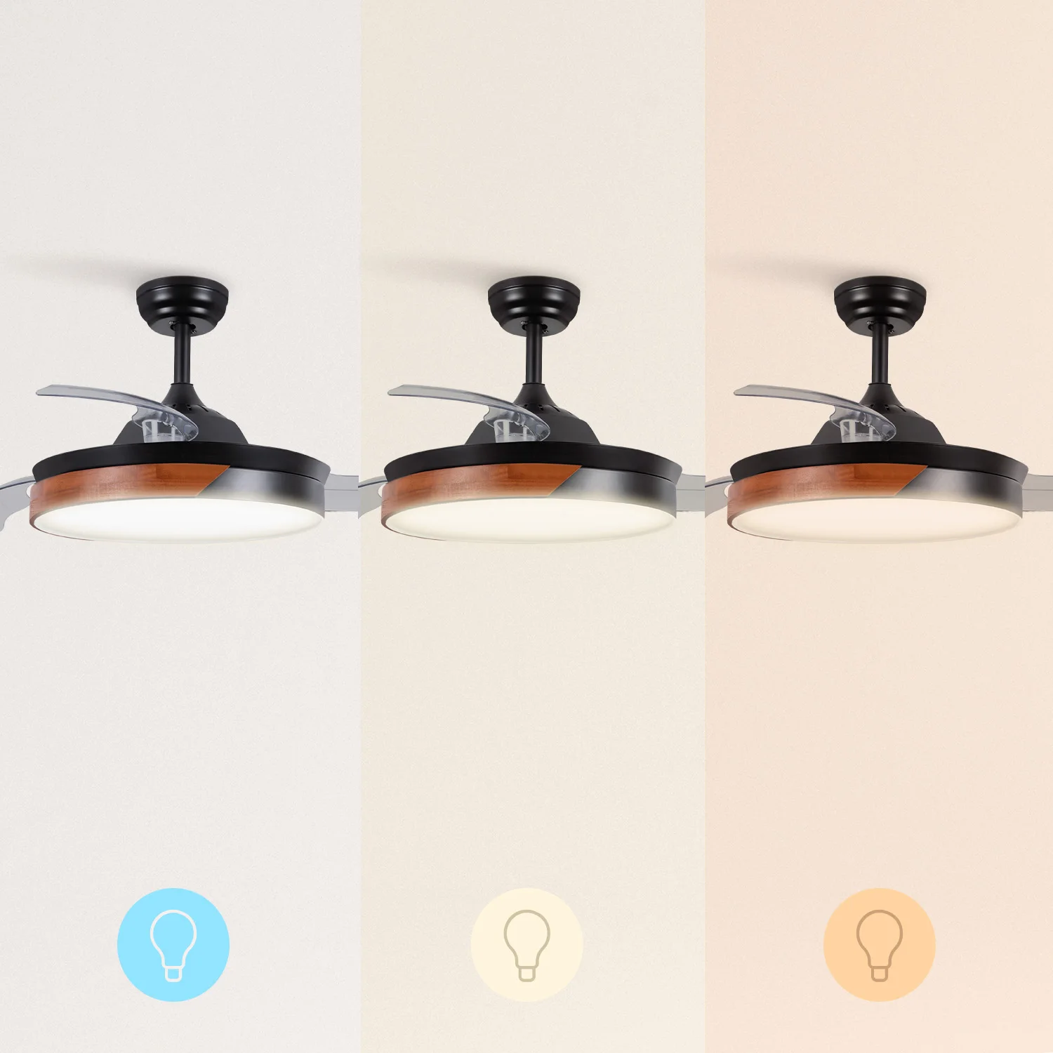 Create-ceiling fan WIND CLEAR with LED light and remote Control-6 speeds