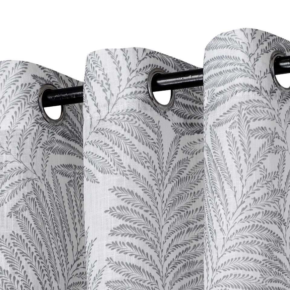 Meishida - Cortina Elegance Decorativa con Patrón Floral Blanco - Semiopaca para Salón y Dormitorio, 140x260 cm, Pack de 2