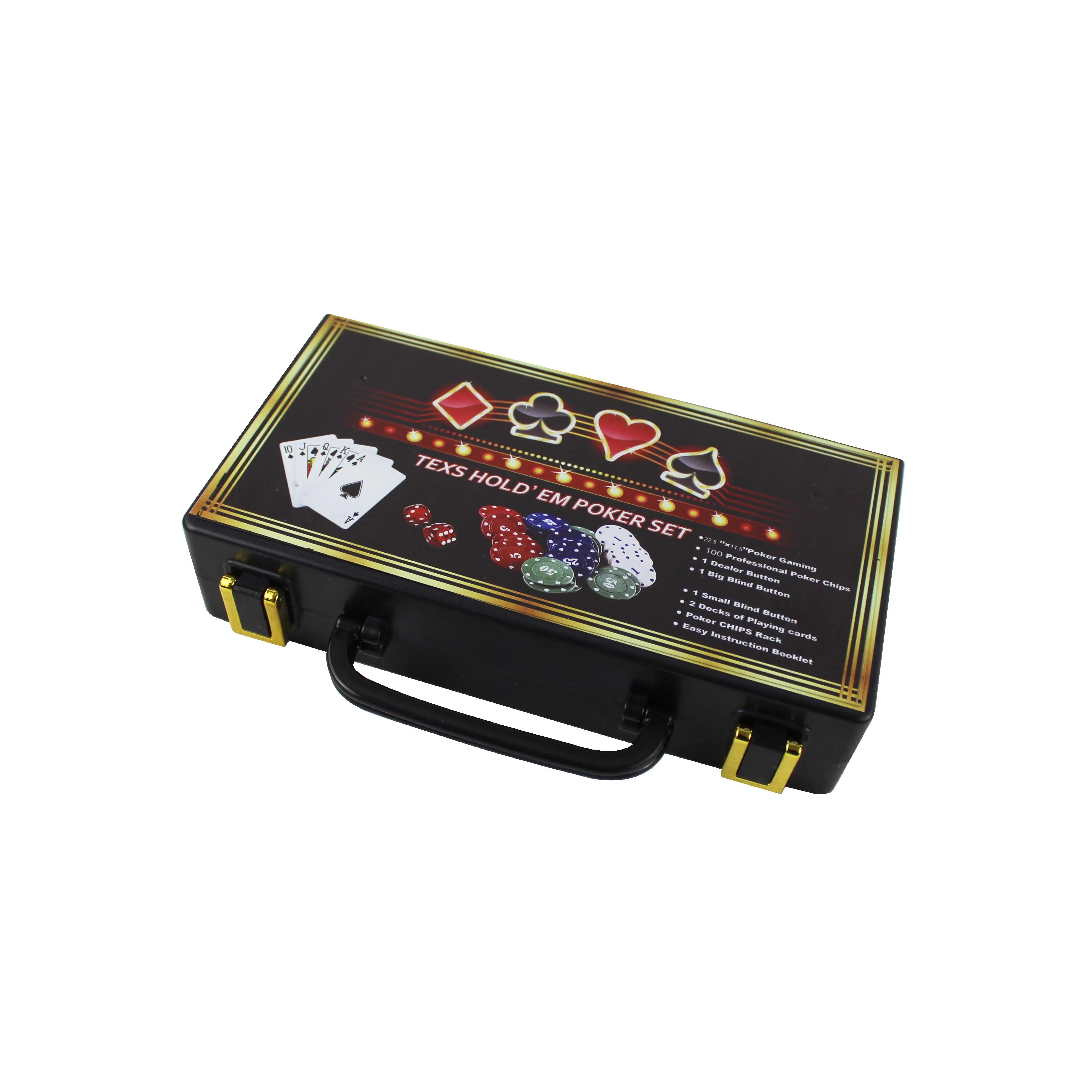 Fichas de Póquer de Plástico de 5 Colores, Juego Fichas de Poker con Caja Maletin .