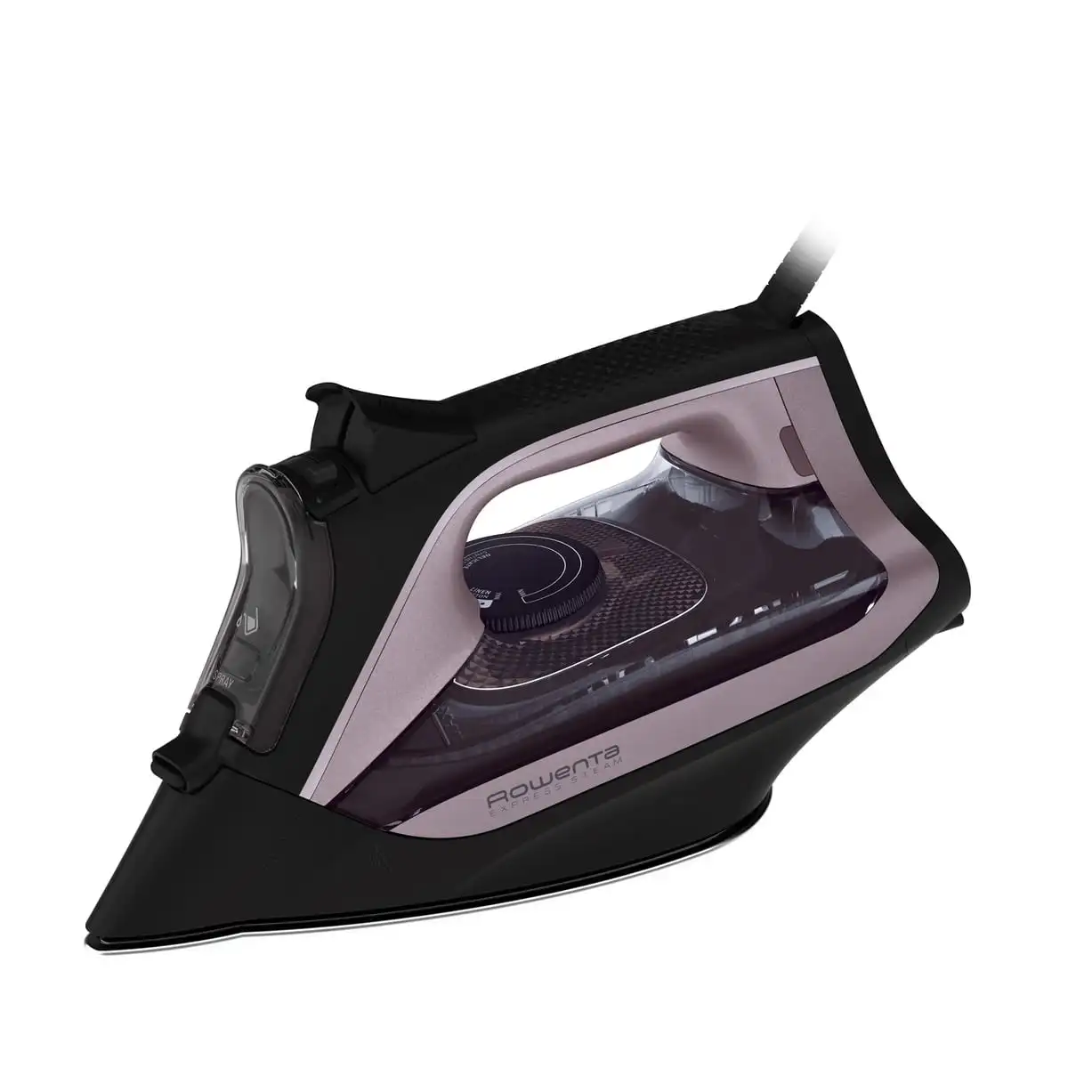 Plancha Rowenta DW4320D1, 2.500 W, vapor continuo 40 g/min, golpe vapor 160 g/min, función vapor vertical, sistema antical automático, punta de precisión, anti-goteo, negro/rosa