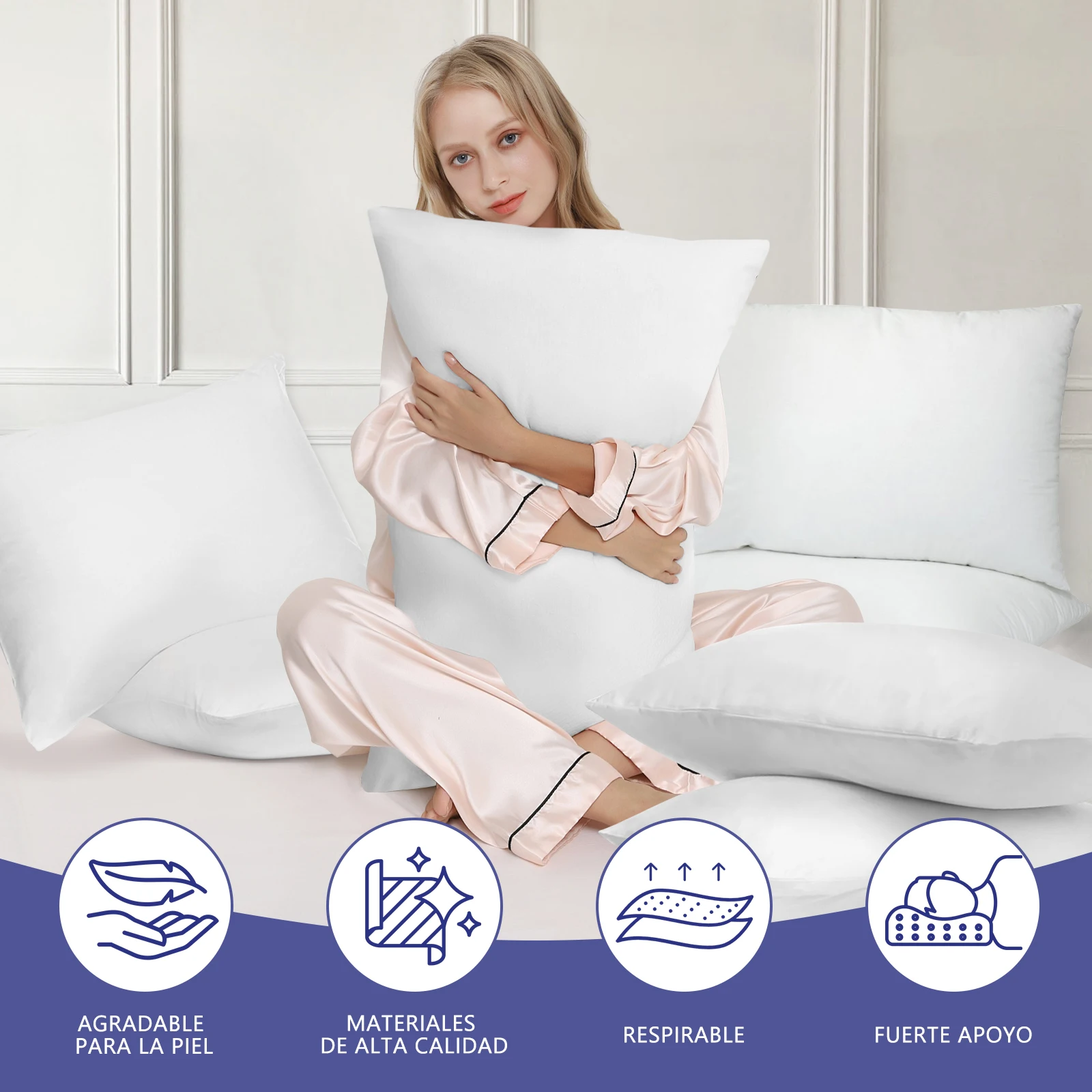 EasySpeed Microfiber Pillow 70cm 80cm 90cm, Ergonomic Design with Medium Firmness, Hypoallergenic and Breathable, Washable by Hand or Machine, Retains Shape, Color White