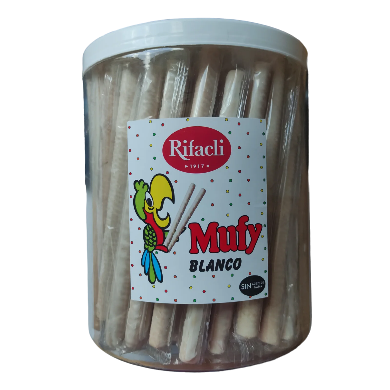 Mufy Barquillos Cobertura Blanca Envoltorio Individual 90 ud (Tarro 900 g)