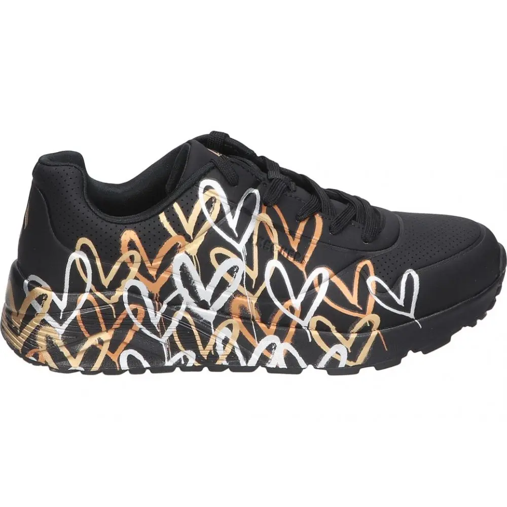 SKECHERS | Skechers x JGoldcrown: one Lite Sneaker for women-black sports heart pattern-lace up Sneaker-comfortable and light-Casual style-314067L-BKGD