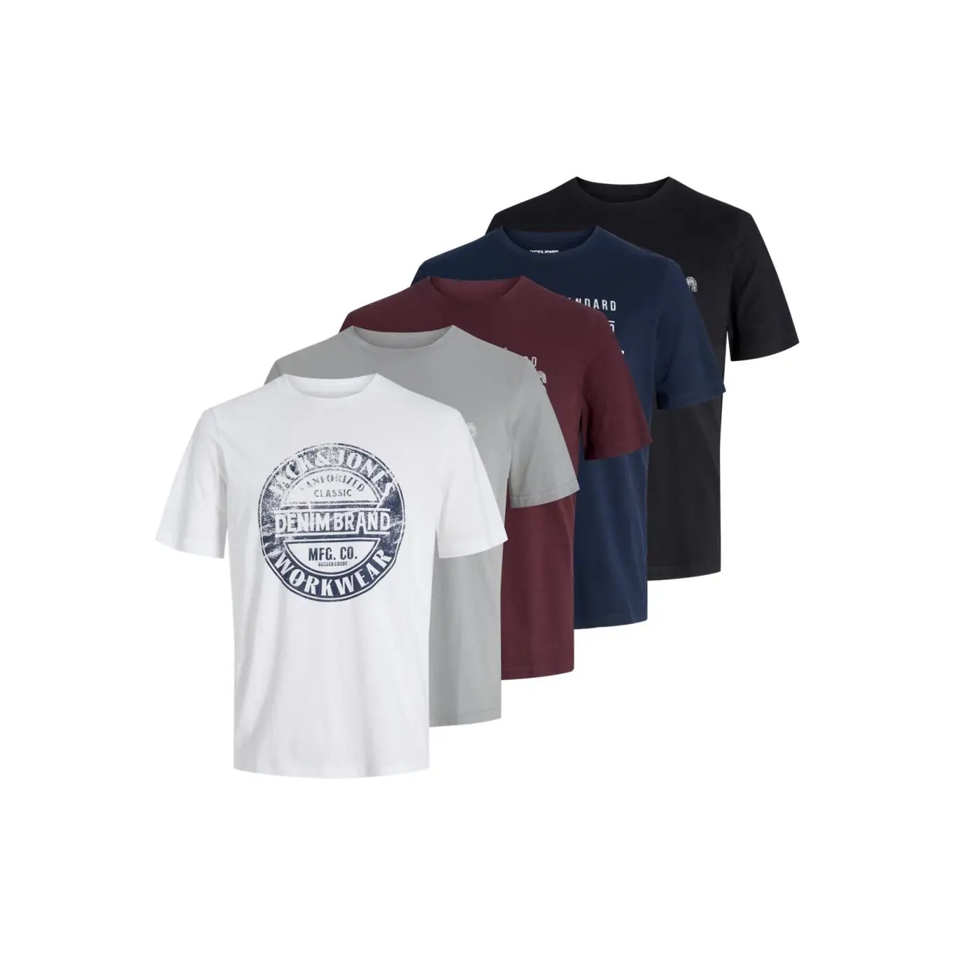 Jack & Jones man Pack 5 cotton T-shirts 160 grs SS24/25 Mod JJSIMON Logo print fashion Casual Casual REF 276424