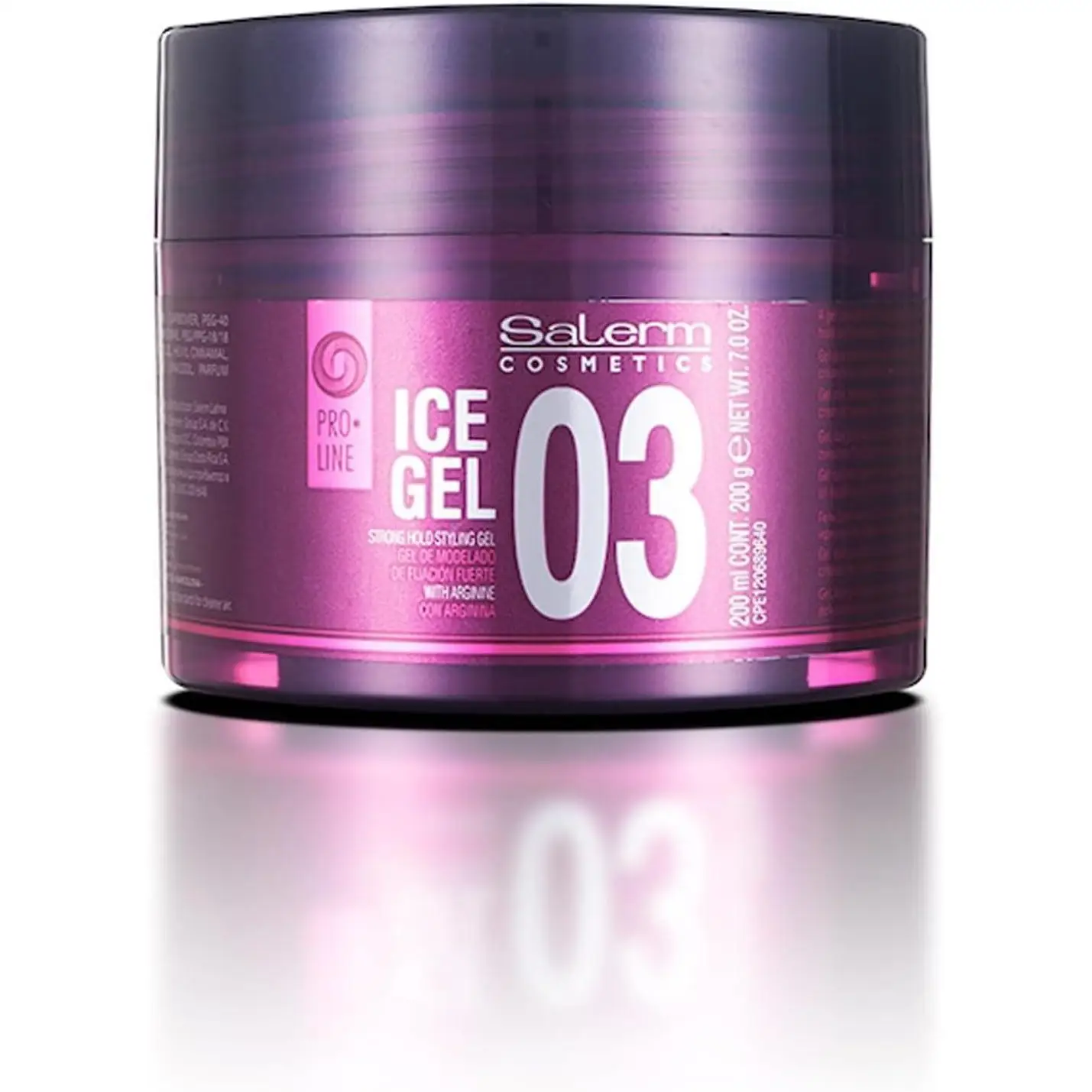 SALERM - Gel Fijador para el Pelo - Ice Gel 03-200 ml - Fijación Fuerte - Gel Efecto Mojado - Fijación e Hidratación del Cabello - con Arginina - Fortalece la Fibra Capilar