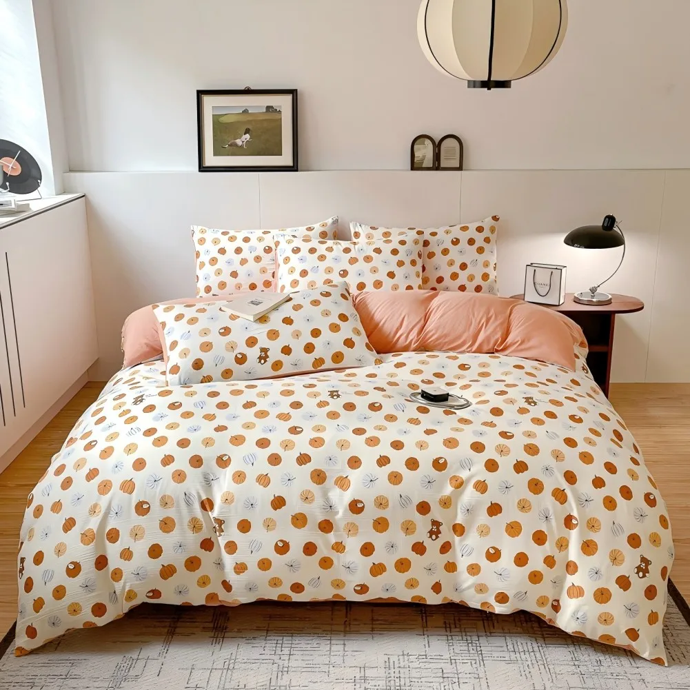Juego de Funda Nórdica 4 Piezas-Ropa de Cama Algodón Lavado con Jacquard Elegante-Tacto Extra Suave, Varios Tamaño Disponible