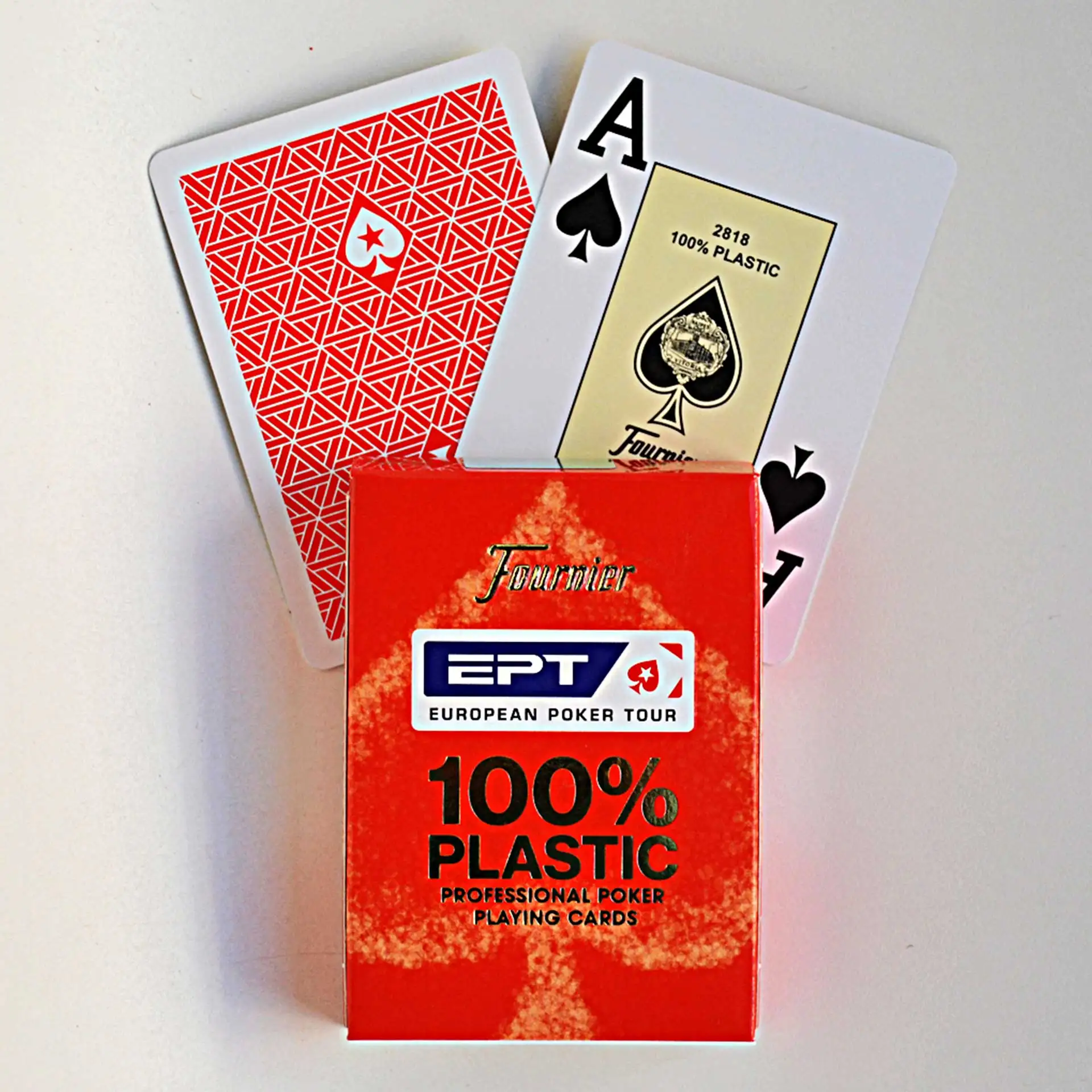 Baraja de Póker Fournier EPT 100% Plástico – Calidad Casino - 55 Cartas - Trasera Roja - Europen Poker Tour