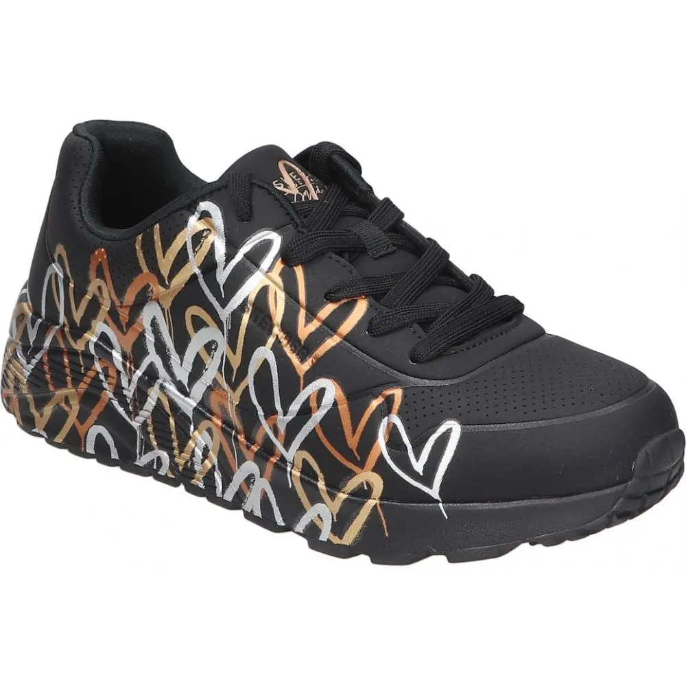 SKECHERS | Skechers x JGoldcrown: one Lite Sneaker for women-black sports heart pattern-lace up Sneaker-comfortable and light-Casual style-314067L-BKGD