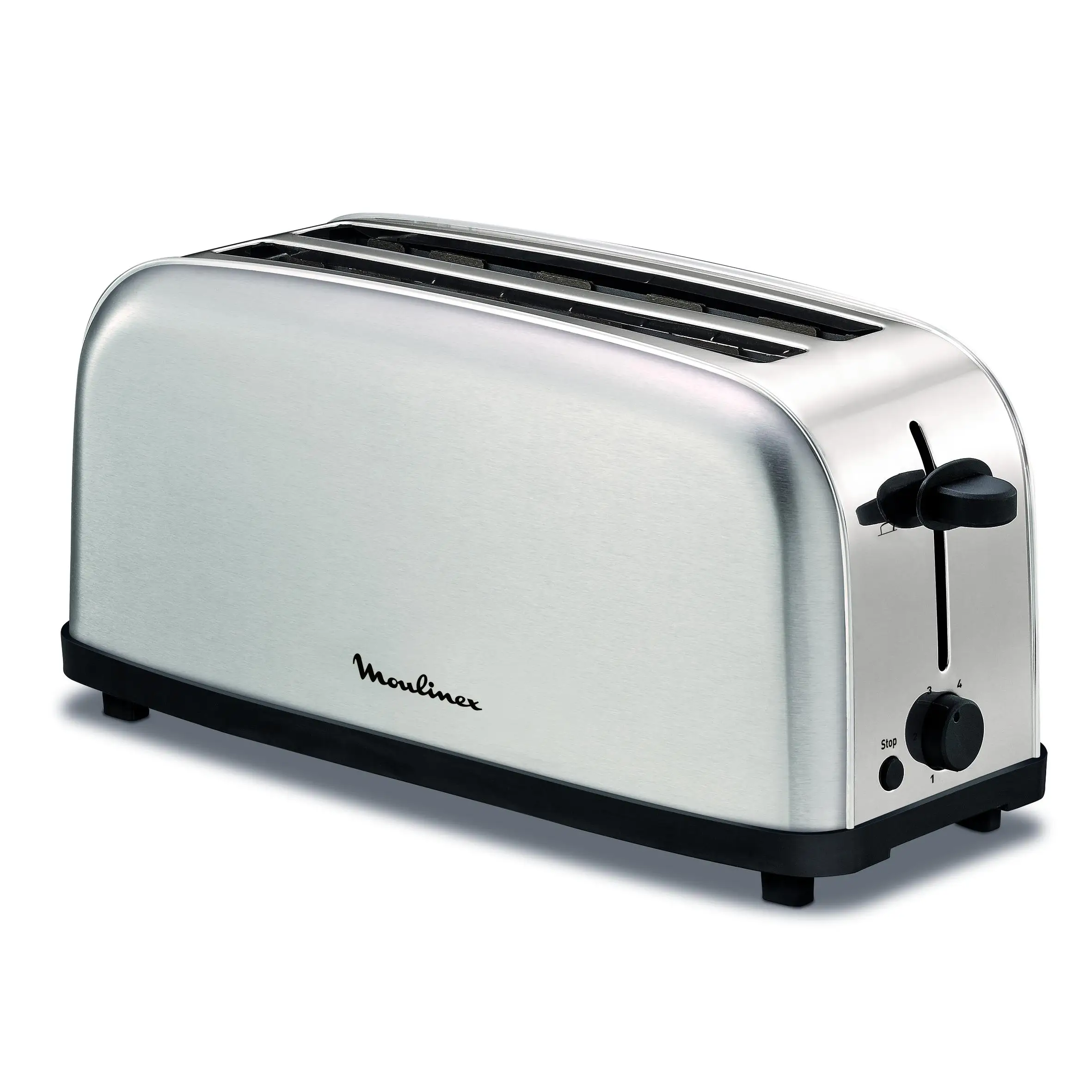 Moulinex Classic LS330D Tostador Acero Inoxidable, 2 Ranuras largas y anchas, 1400 W, 6 Posiciones Tostado, Función Stop y Bandeja Recogemigas, para Todo Tipo de Pan normal, molde, artesano