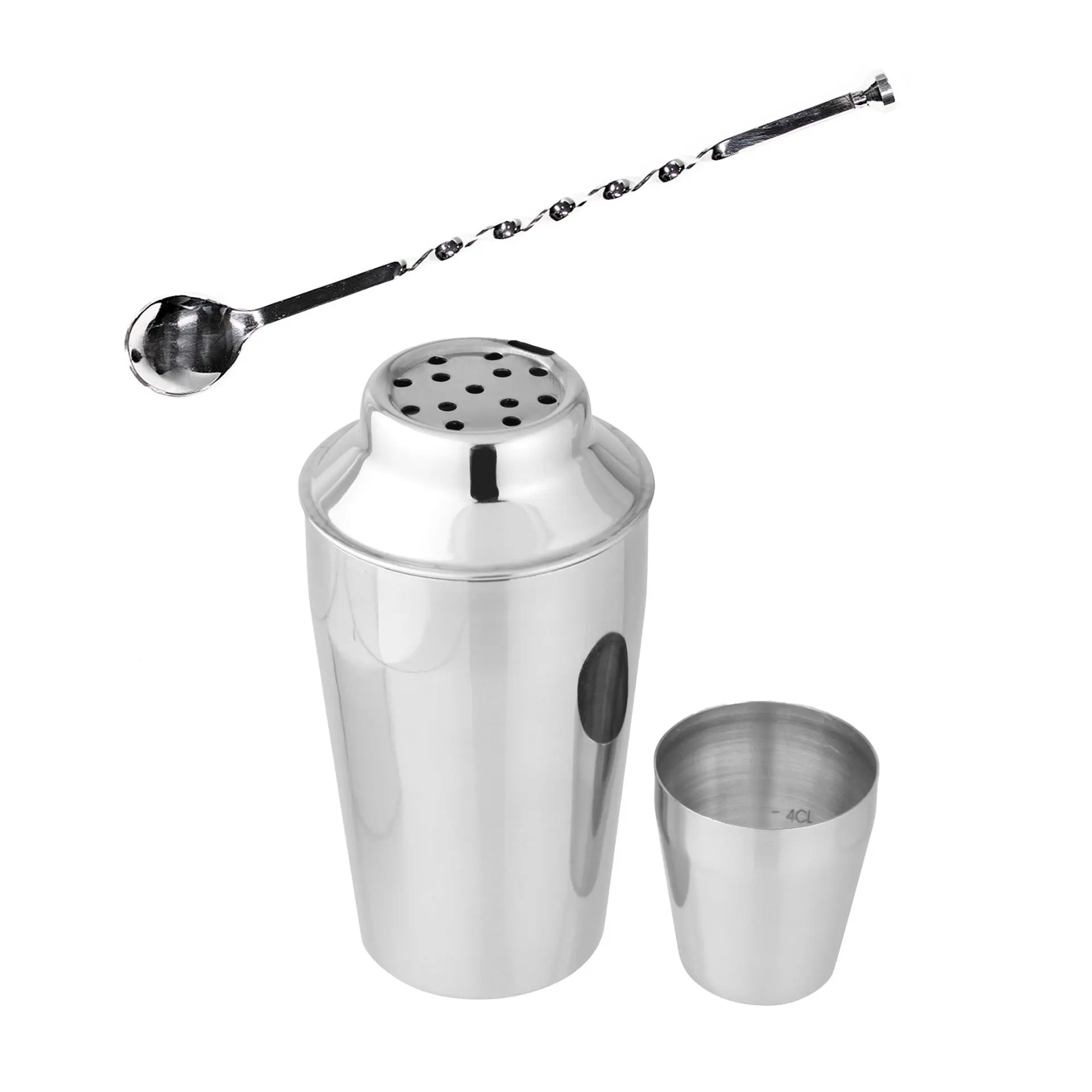 Set de Utensilios de Coctelería, Incluye 1 Coctelera 400 ml de Acero Inoxidable y 1 Cucharra Imperial para Cócteles y Gin Tonic de Acerpo Inoxidable, 31 cm